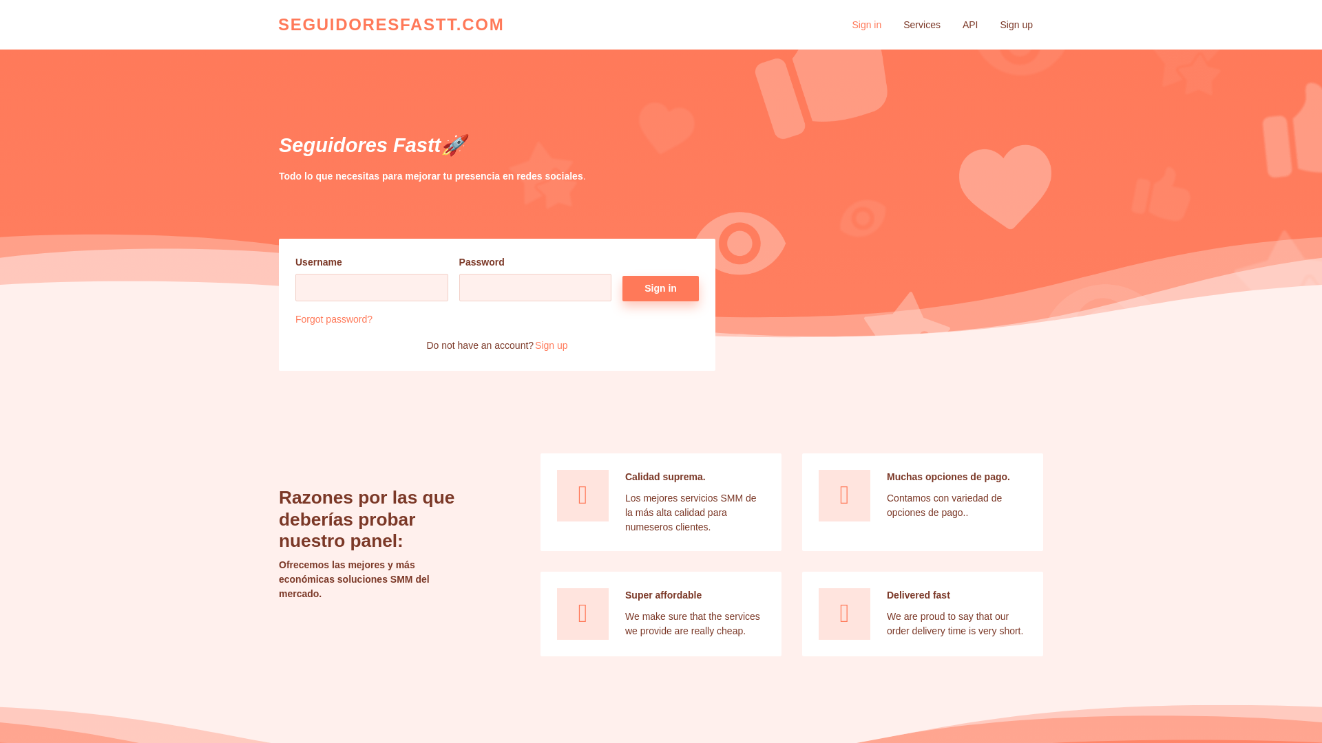 website screenshot of https://seguidoresfastt.com/