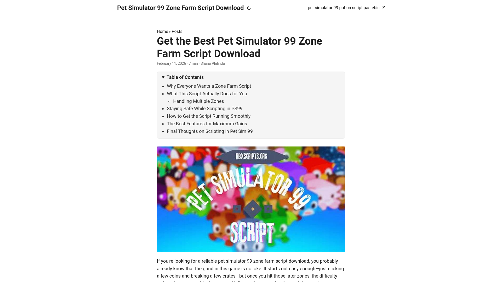 website screenshot of https://pet-simulator-99-zone-farm-script-download.pages.dev/