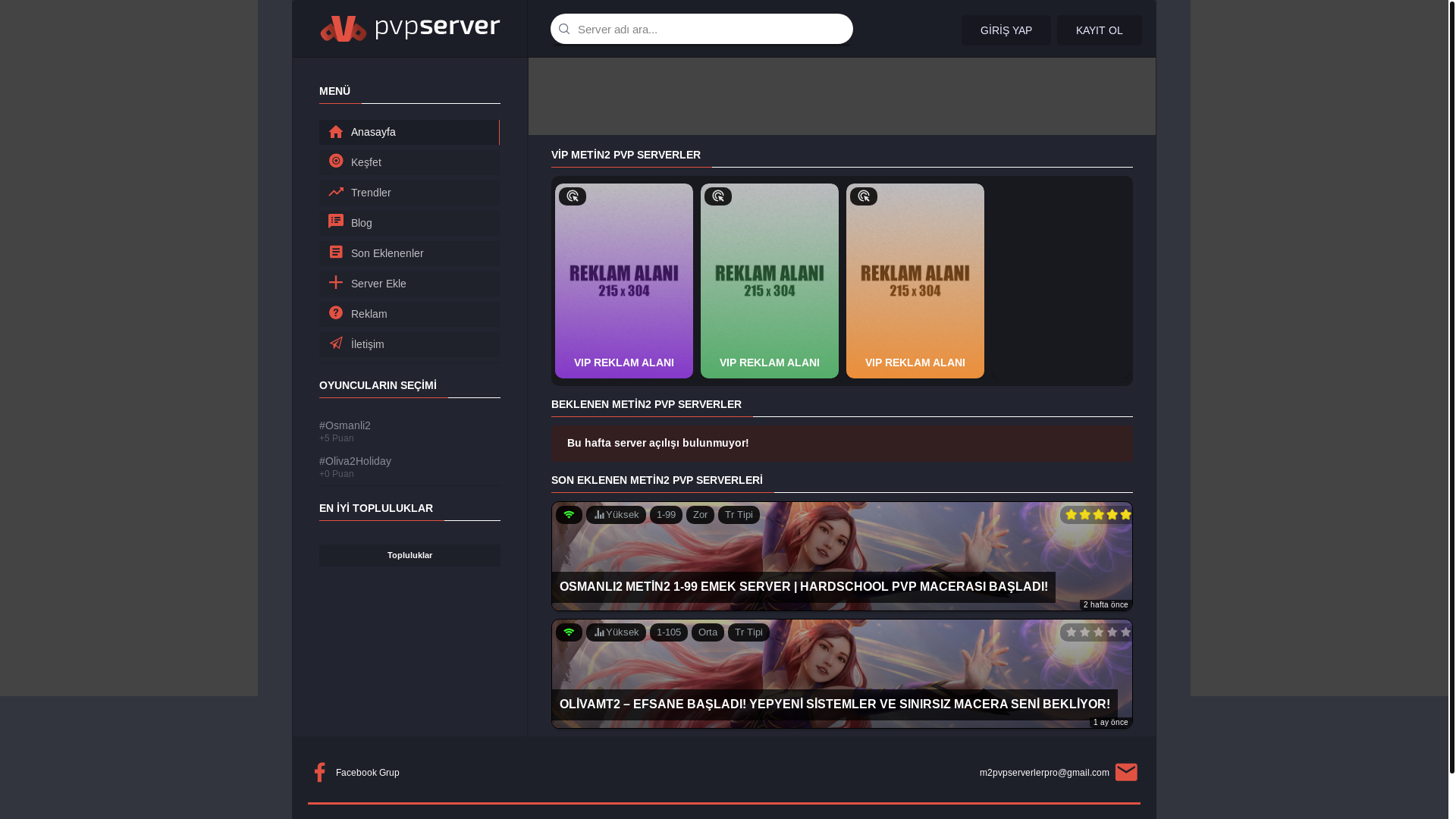 website screenshot of https://hardspvperver.com/