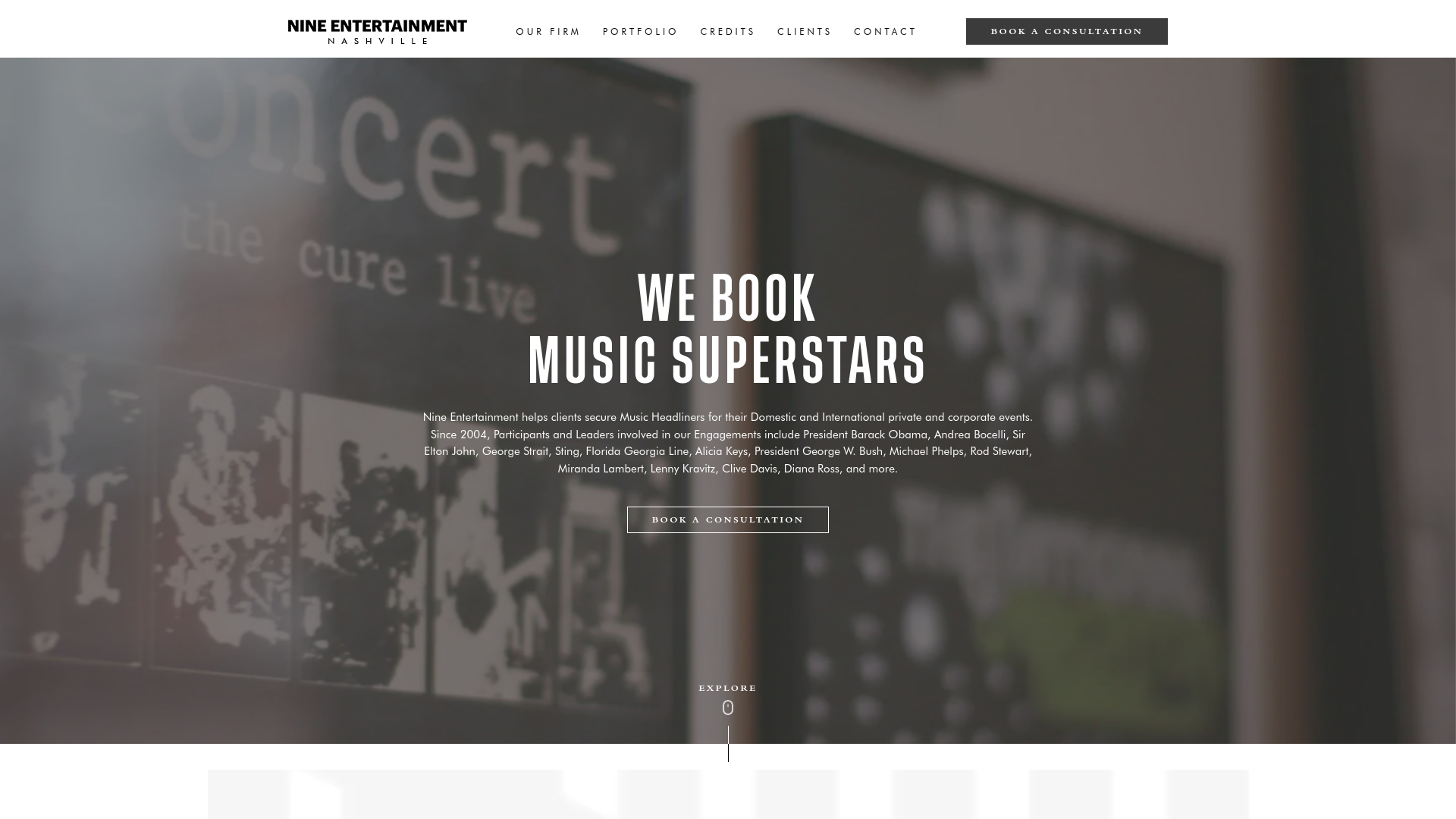 website screenshot of https://nineentmusic.com