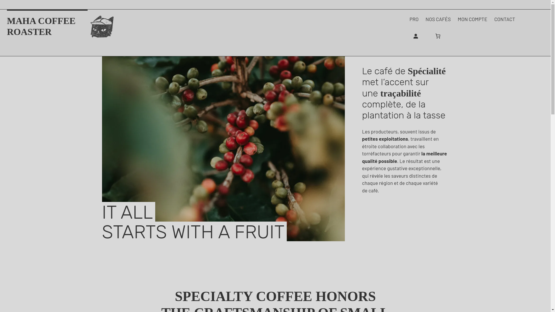 website screenshot of https://mahacoffeeroaster.com/