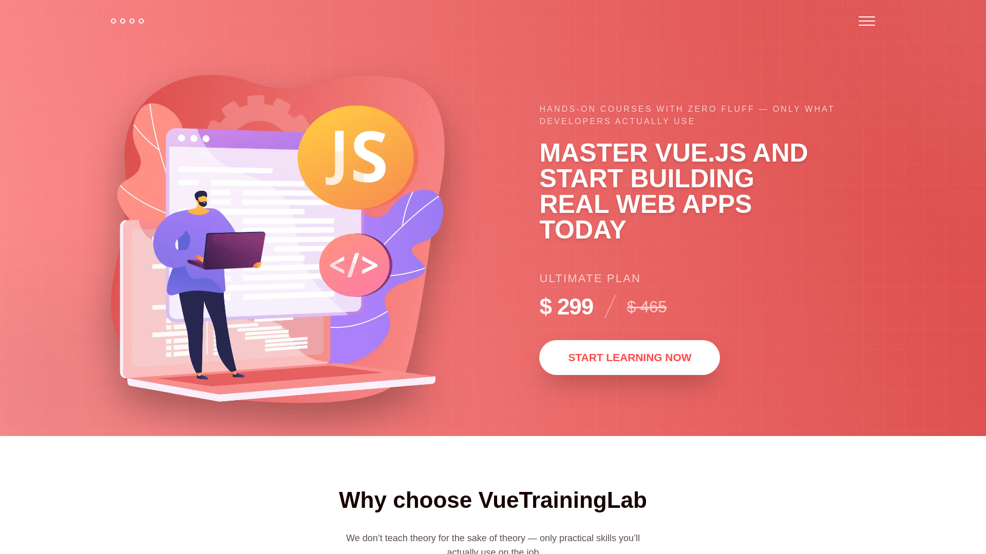 website screenshot of https://vuetraininglab.com