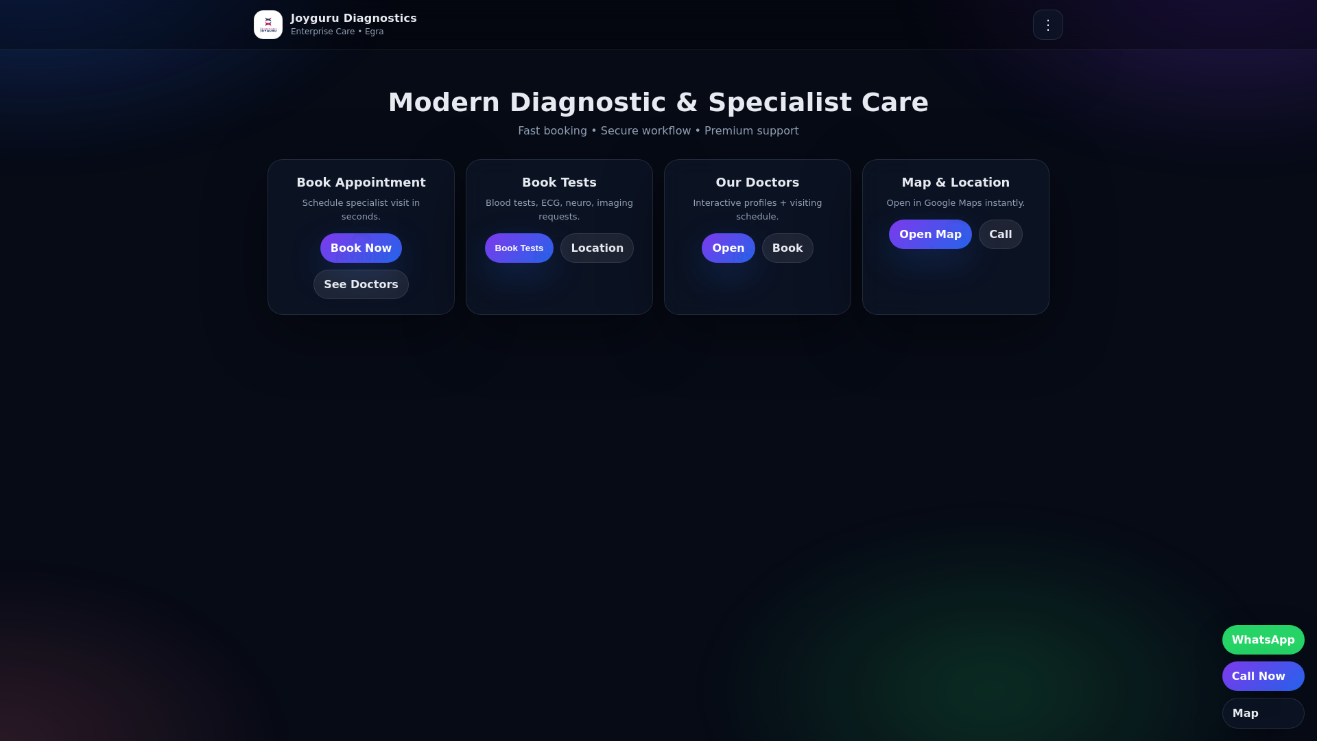 website screenshot of https://joygurudiagnostics.com