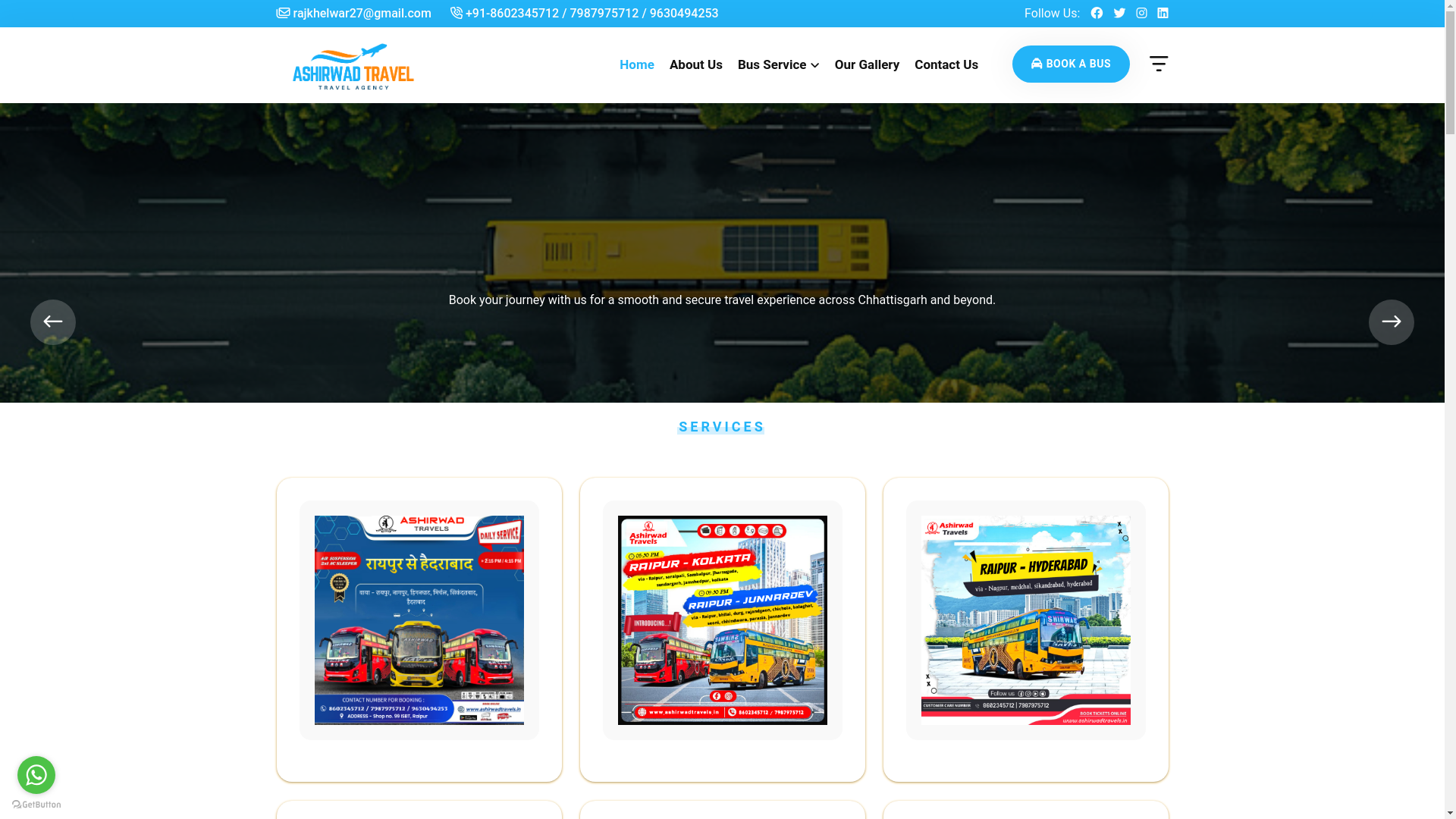 website screenshot of https://ashirwadtravels.co.in/