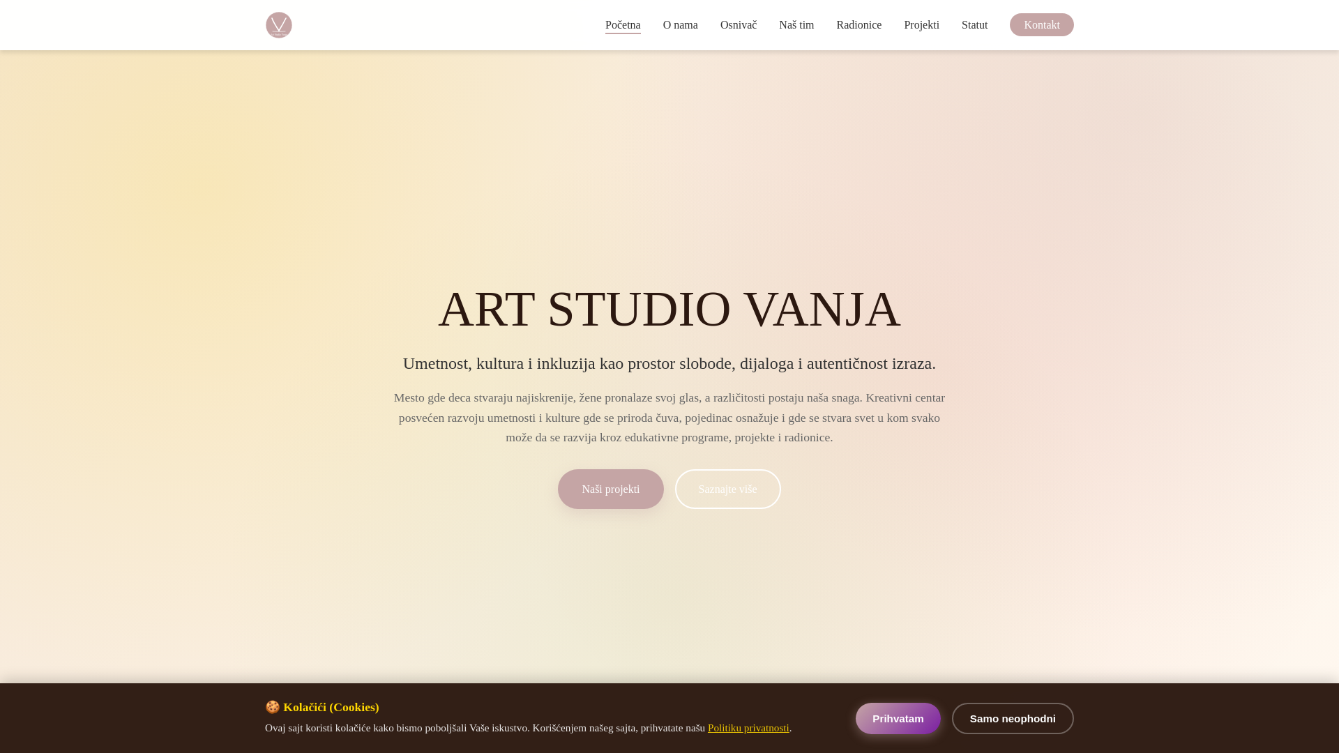 website screenshot of https://artstudiovanja.com/