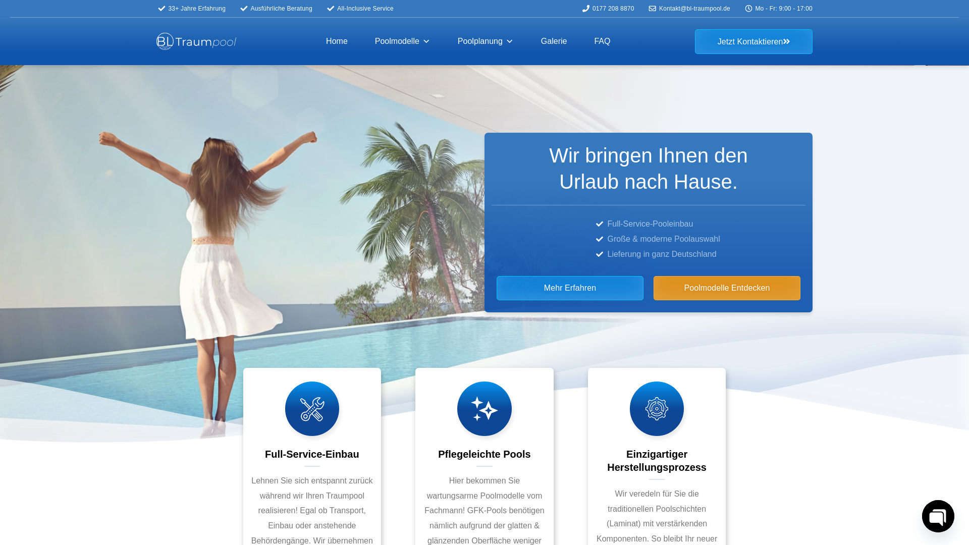 website screenshot of https://bltraumpool.de/