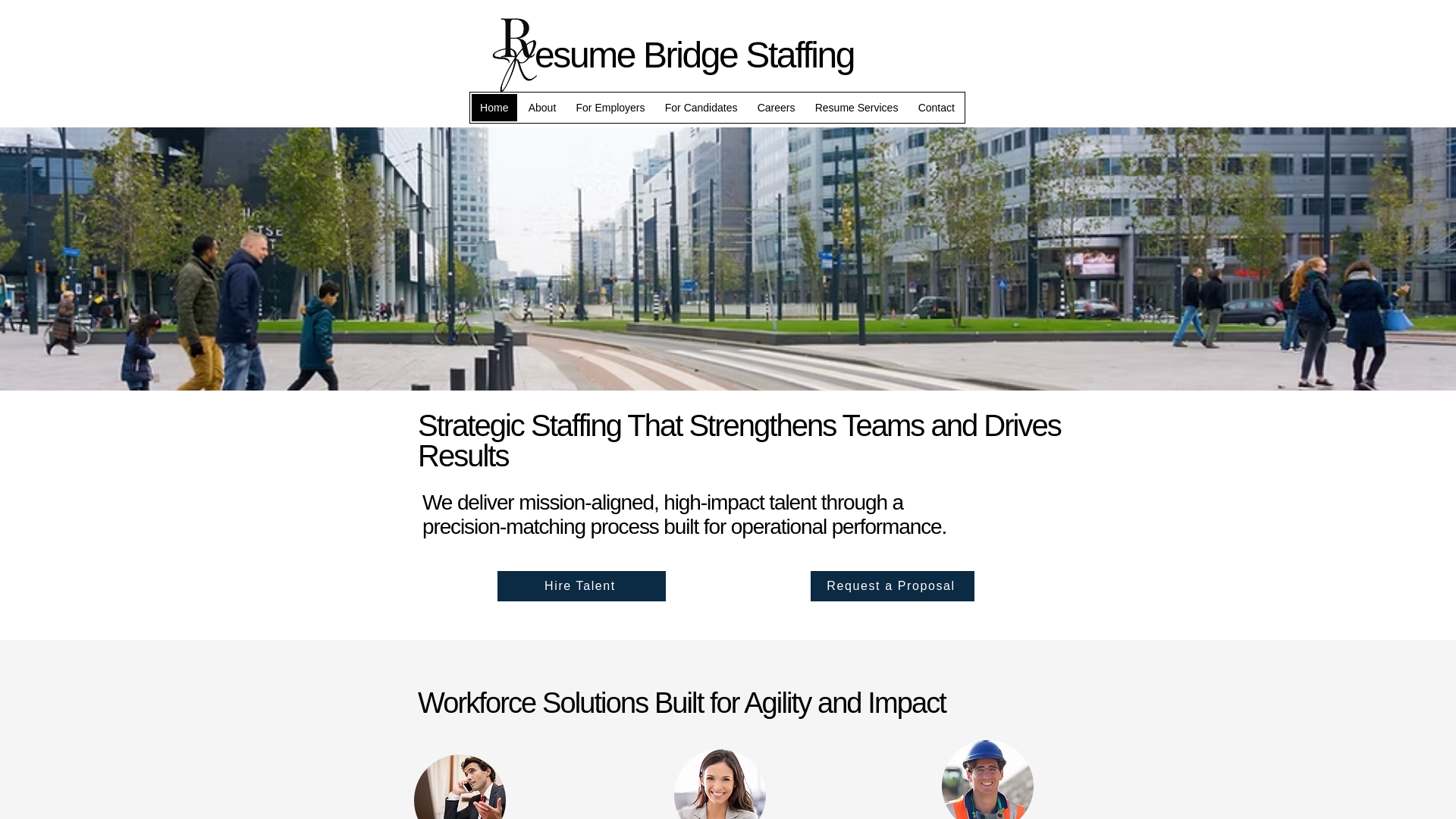 website screenshot of https://resumesbridgestaffing.com