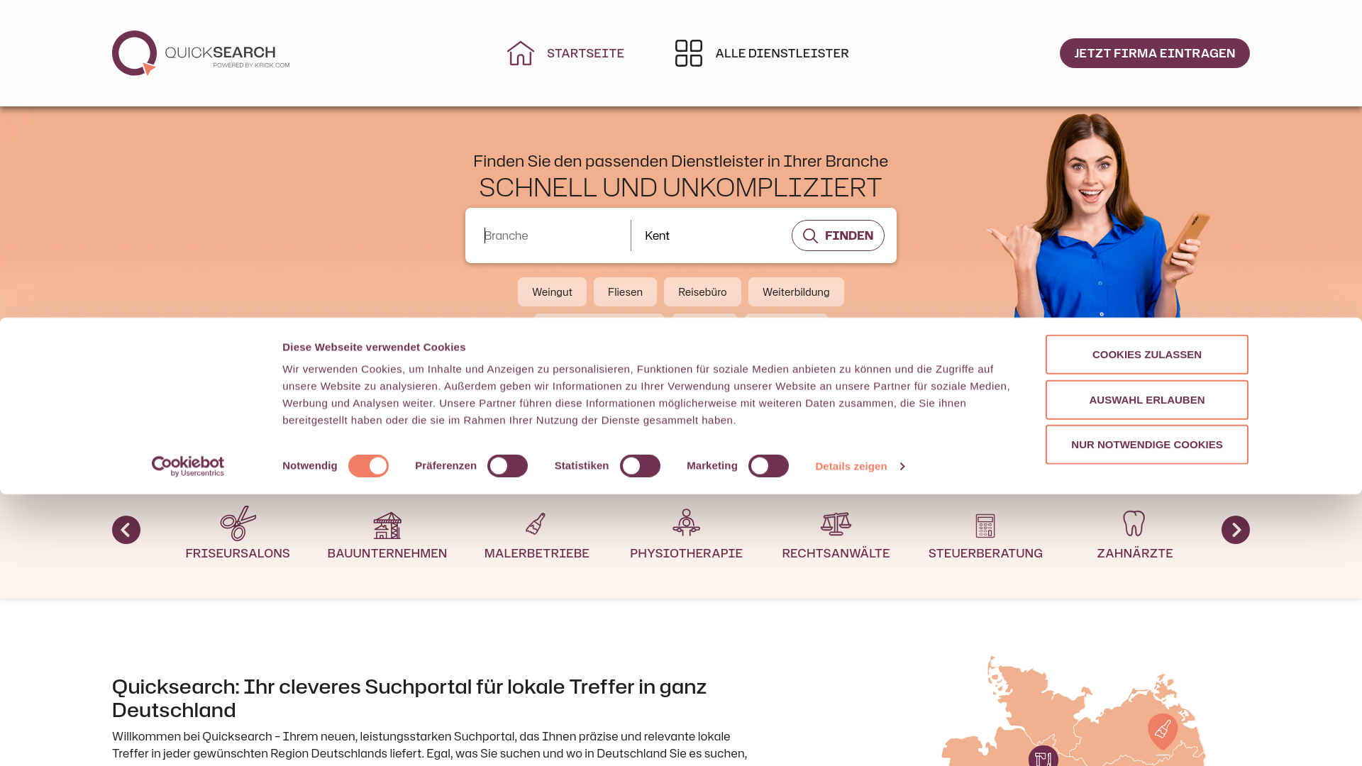 website screenshot of https://quicksearch.tips/