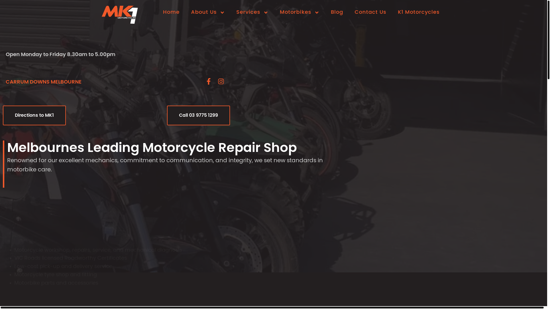 website screenshot of https://mk1motorcycles.online/
