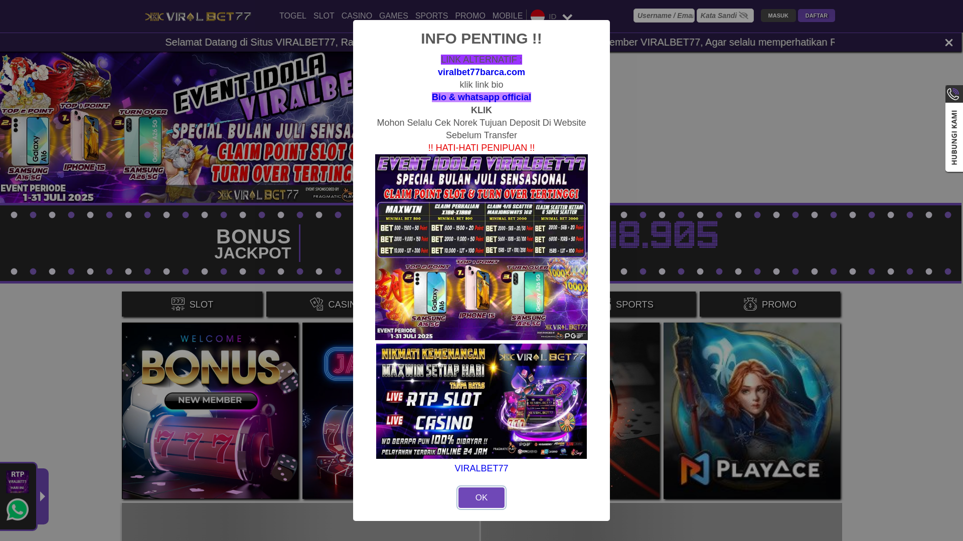 website screenshot of https://vr77wangi.com/