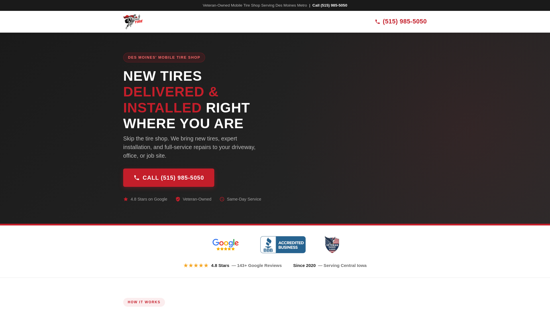 website screenshot of https://tire-heroes.com