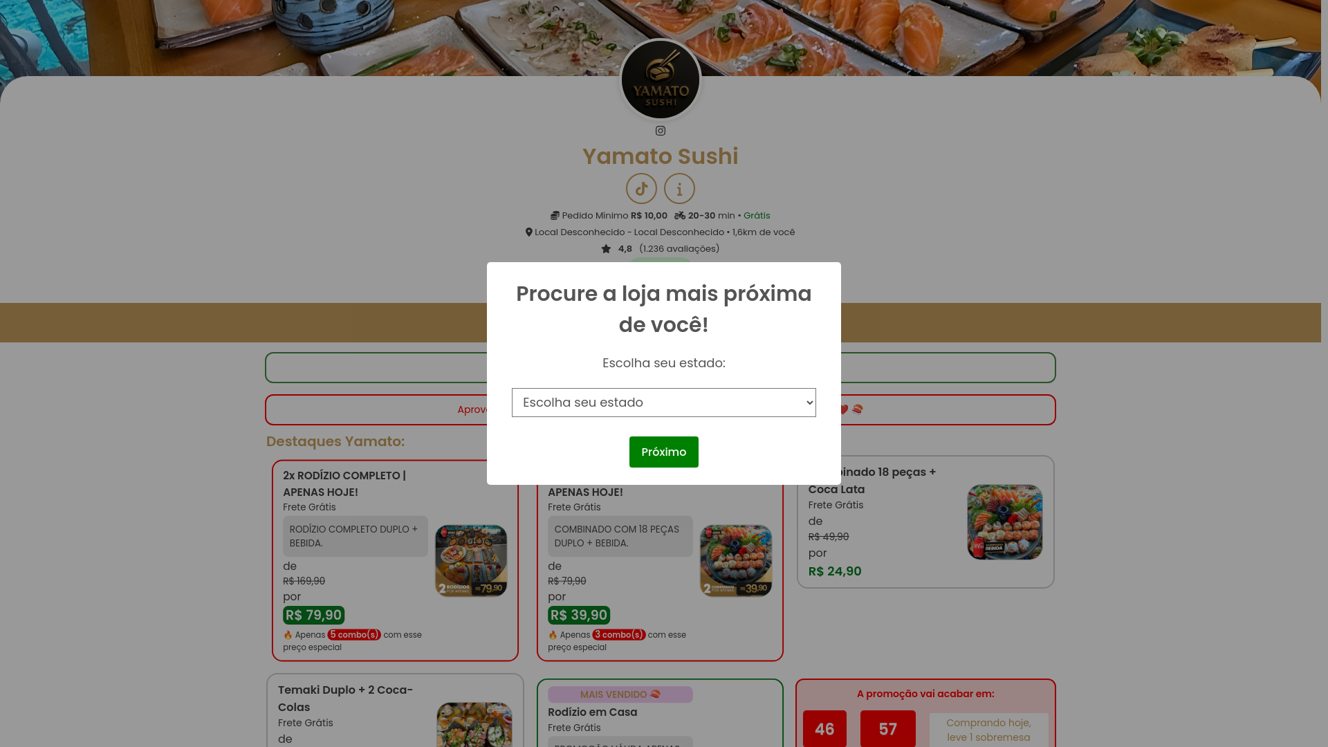 website screenshot of https://yamato-sushiapp.online/