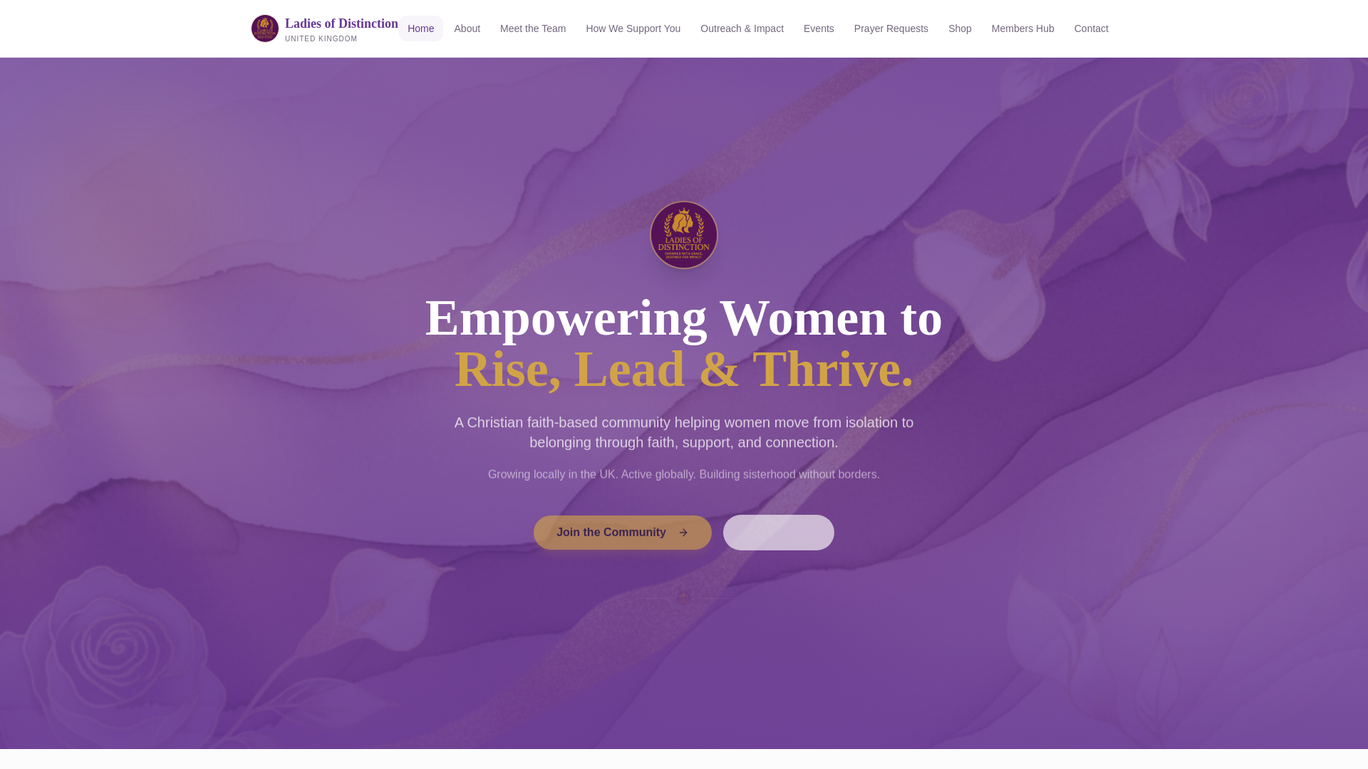 website screenshot of https://ladiesofdistinctionuk.org