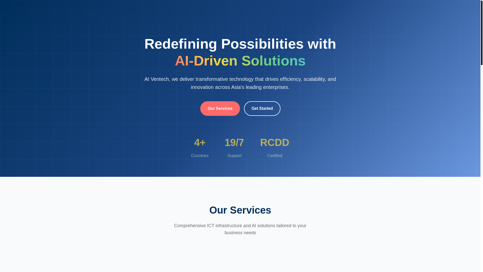website screenshot of https://ventech-infra-website.pages.dev/