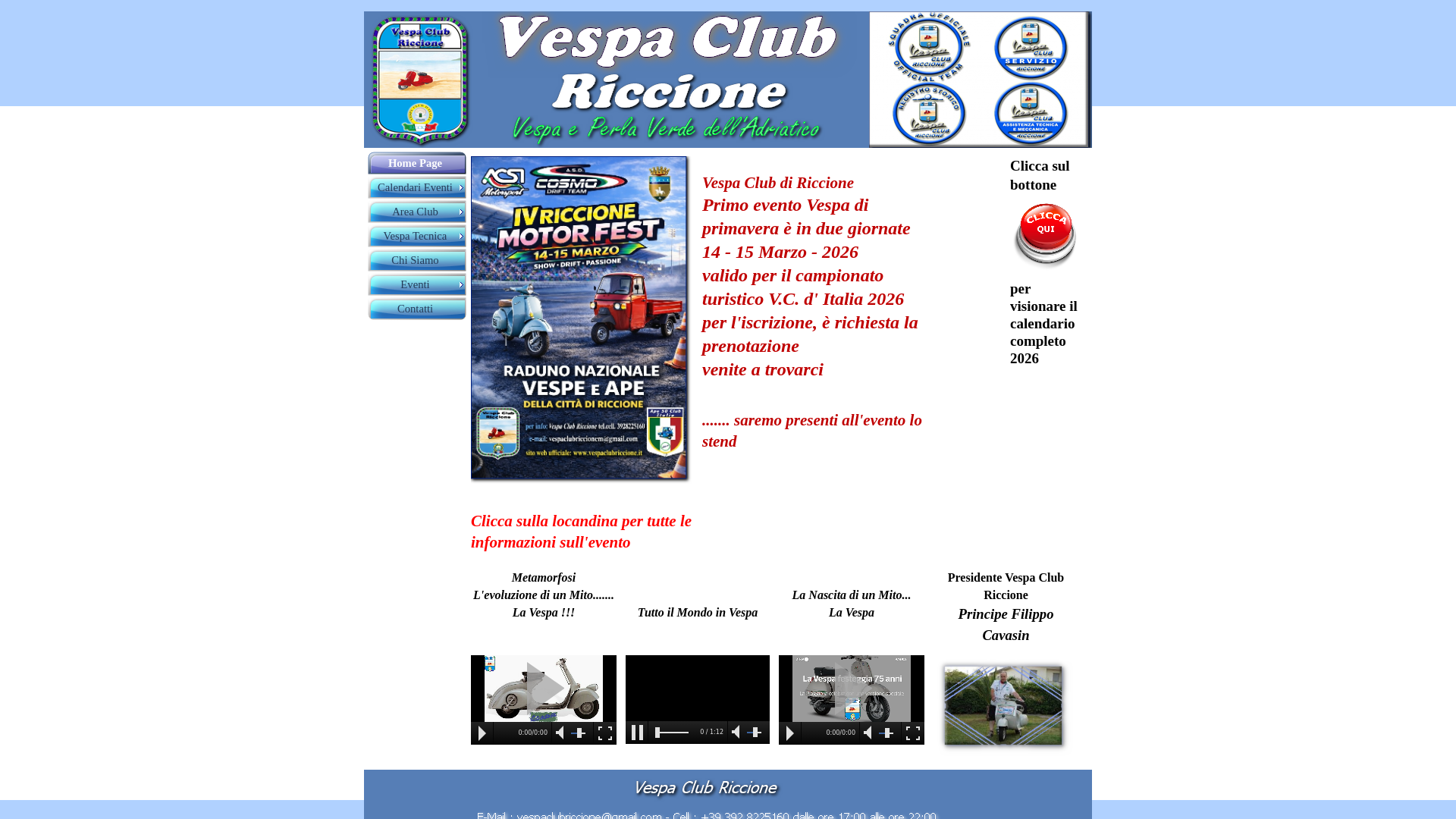 website screenshot of https://vespaclubriccione.eu