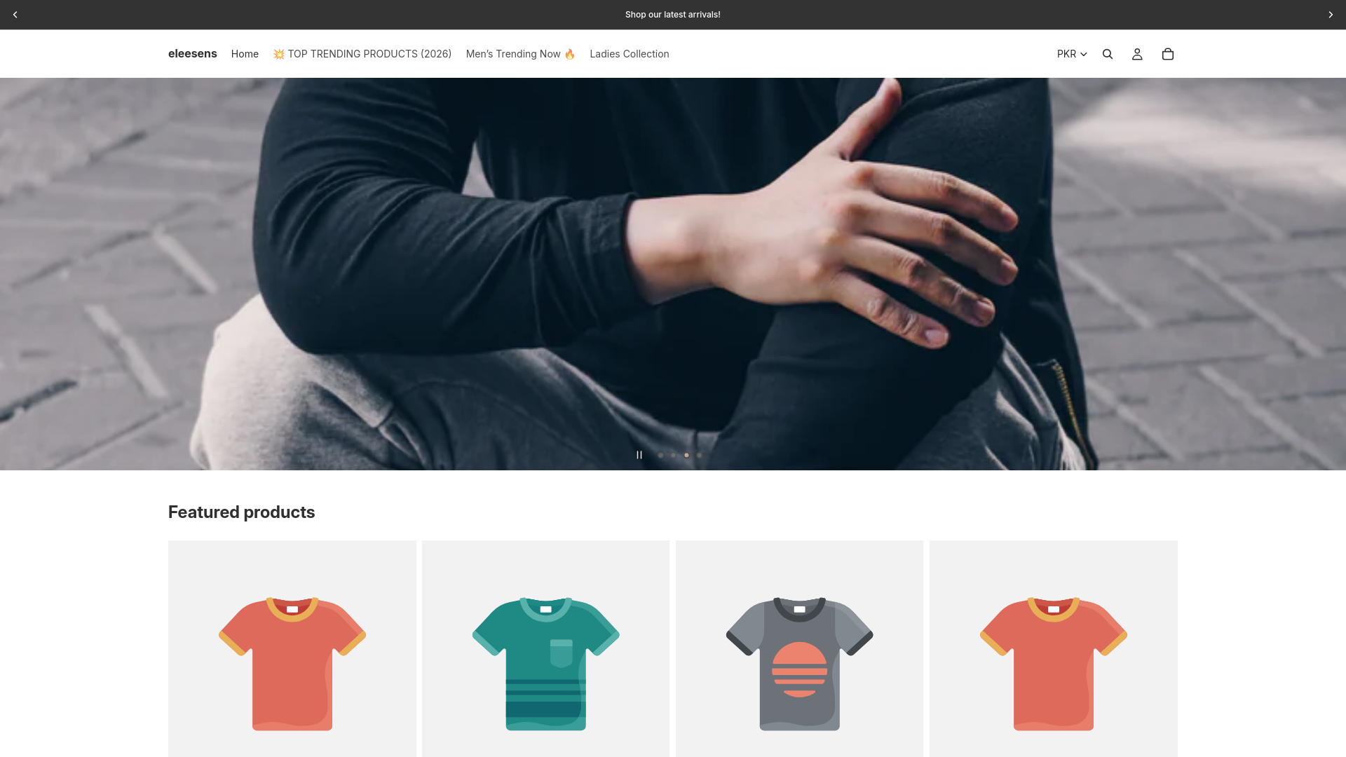 website screenshot of https://eleesens.store