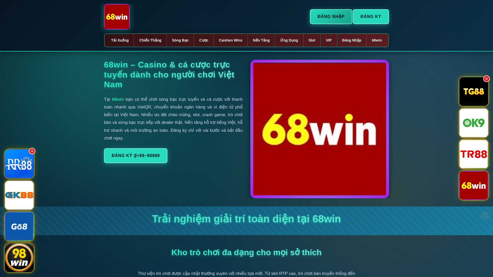 website screenshot of https://68winmot.com/