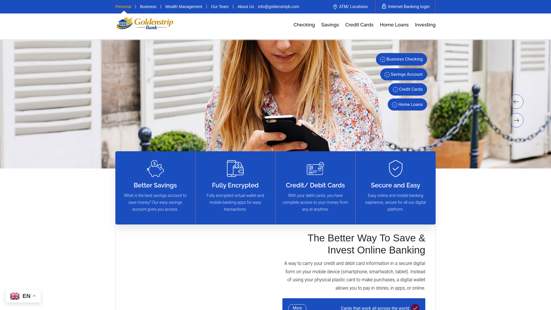 website screenshot of https://goldenstripb.com