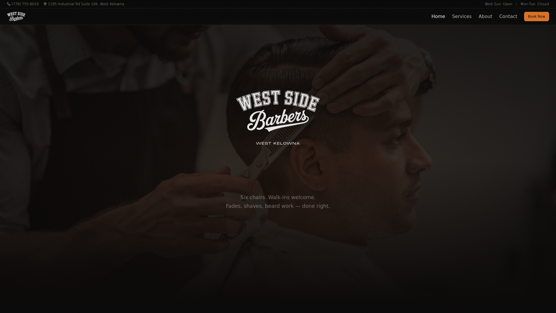 website screenshot of https://westsidebarbers.ca