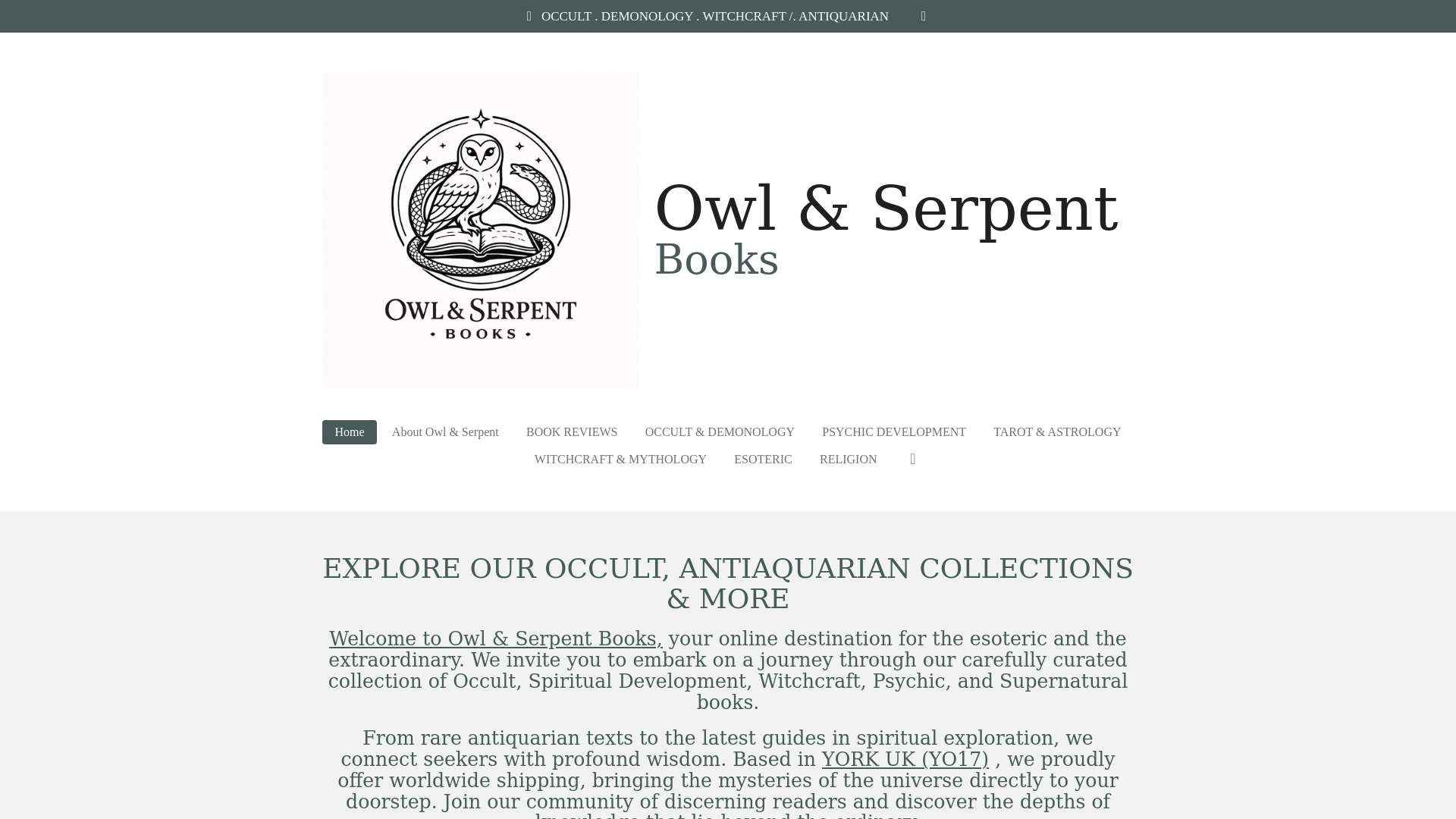 website screenshot of https://owlserpentbooks.com/