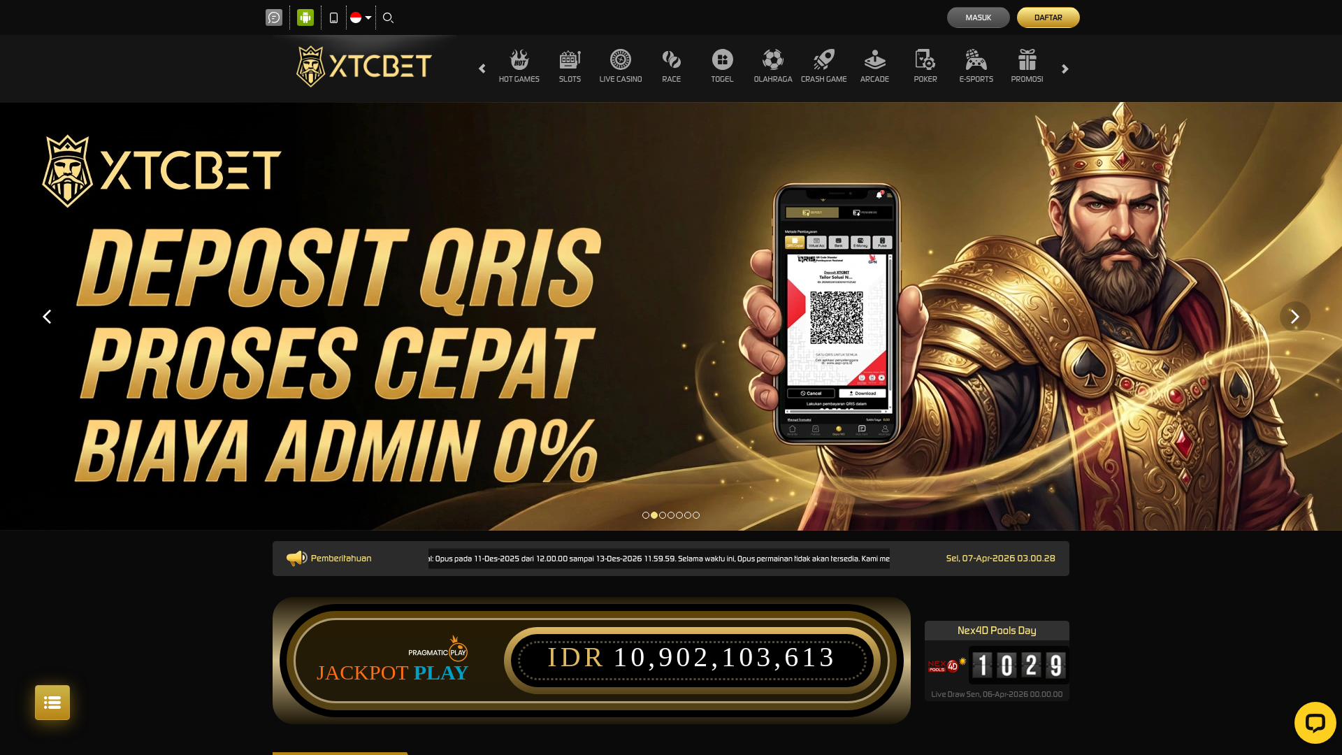 website screenshot of https://xtcbet300.com