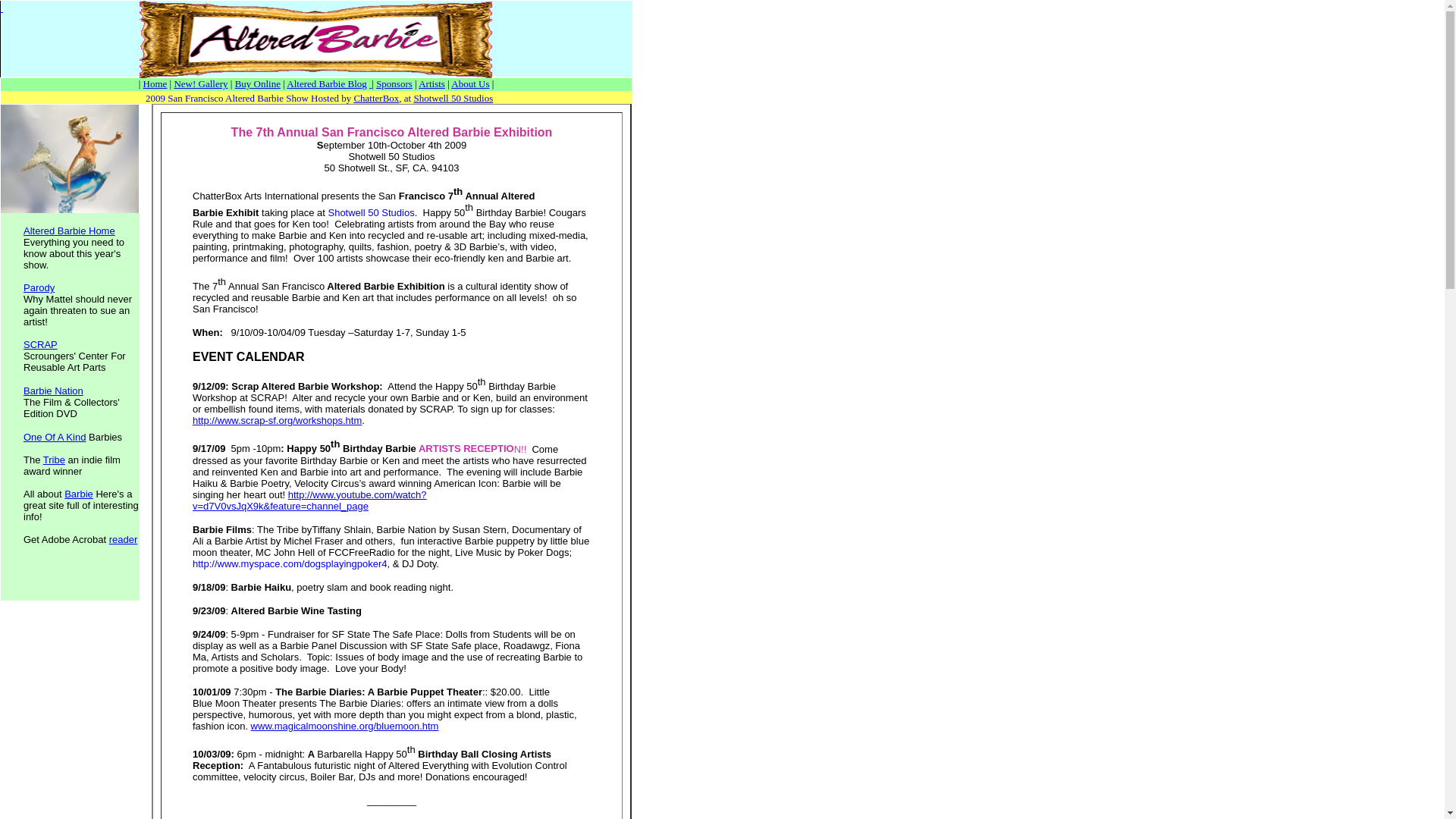 website screenshot of https://alteredbarbie.net/