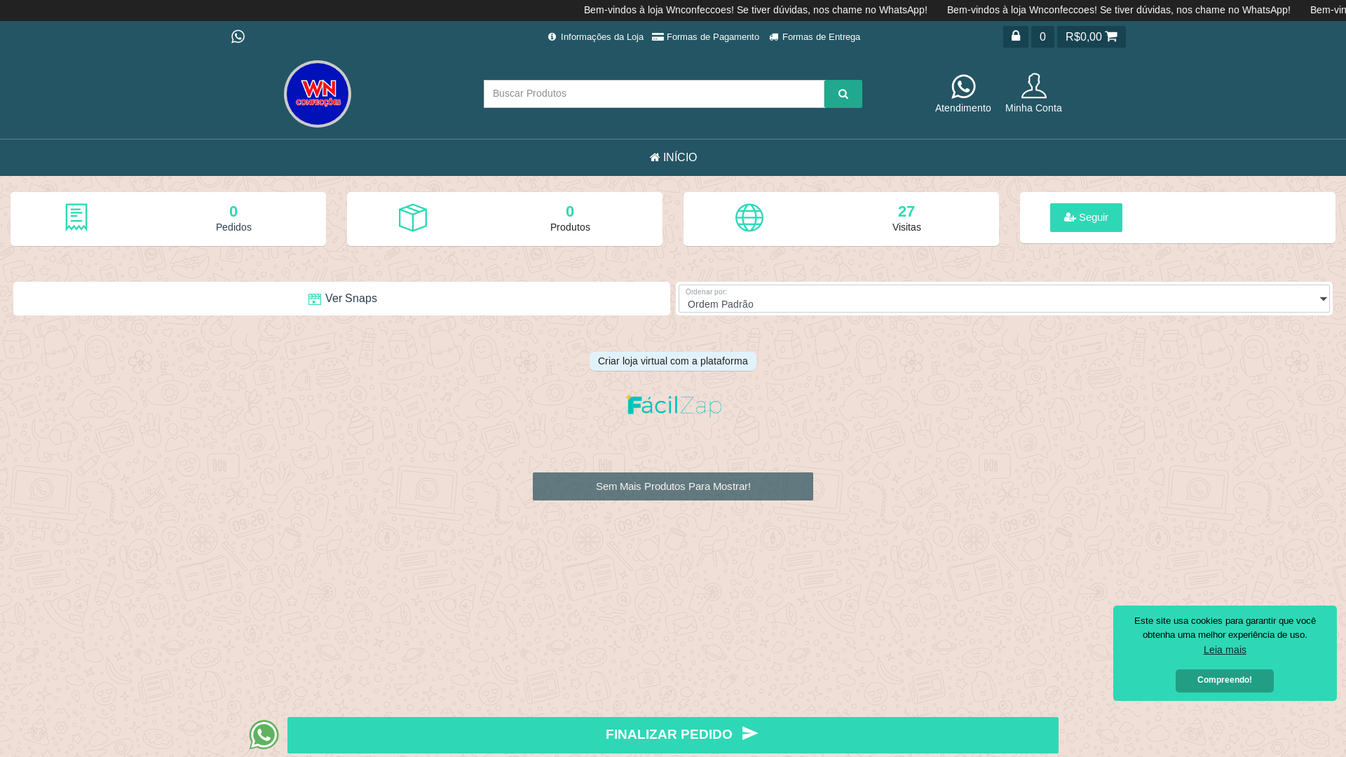 website screenshot of https://wnconfeccoes.com.br/