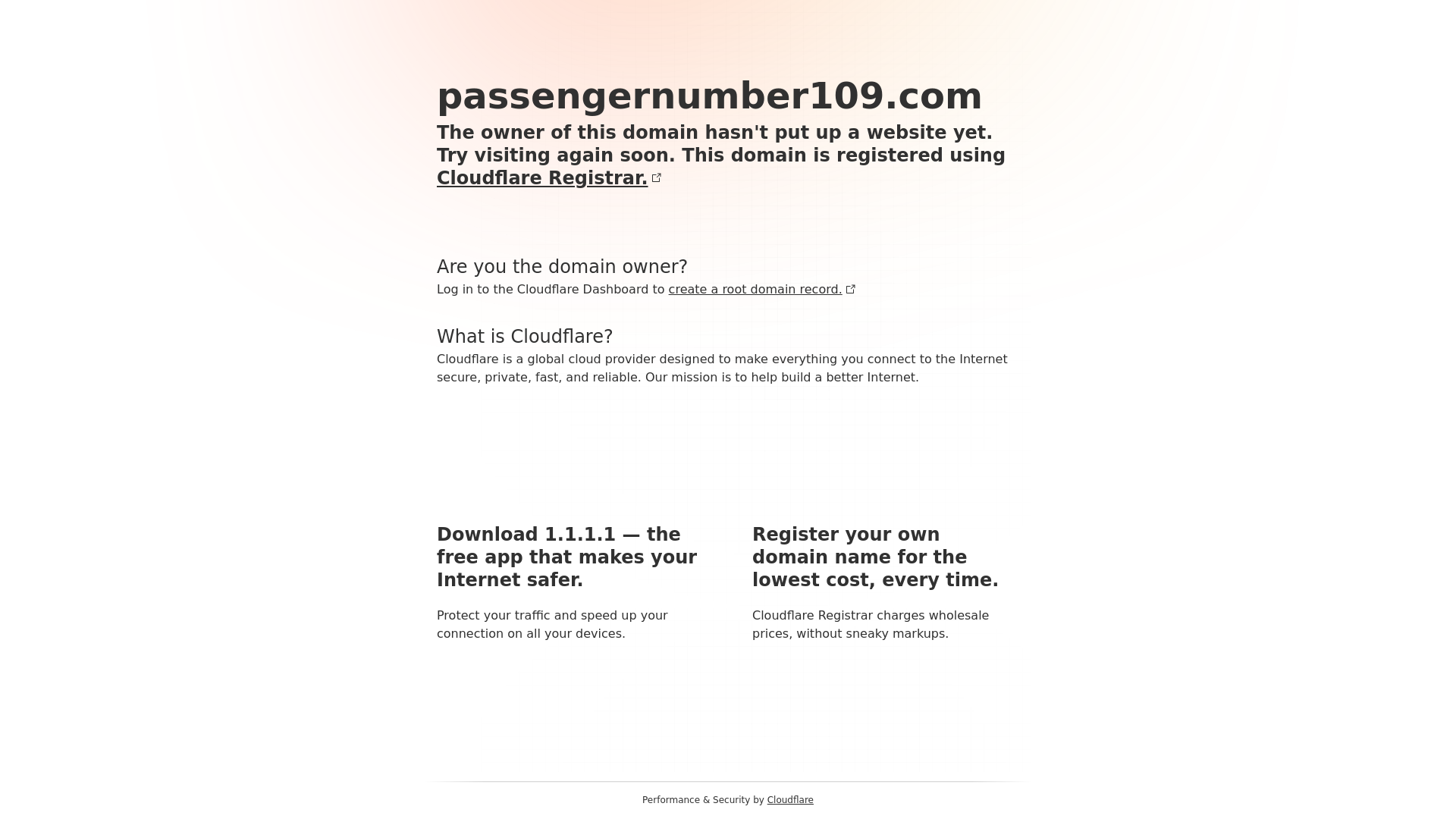 website screenshot of https://passengernumber109.com/