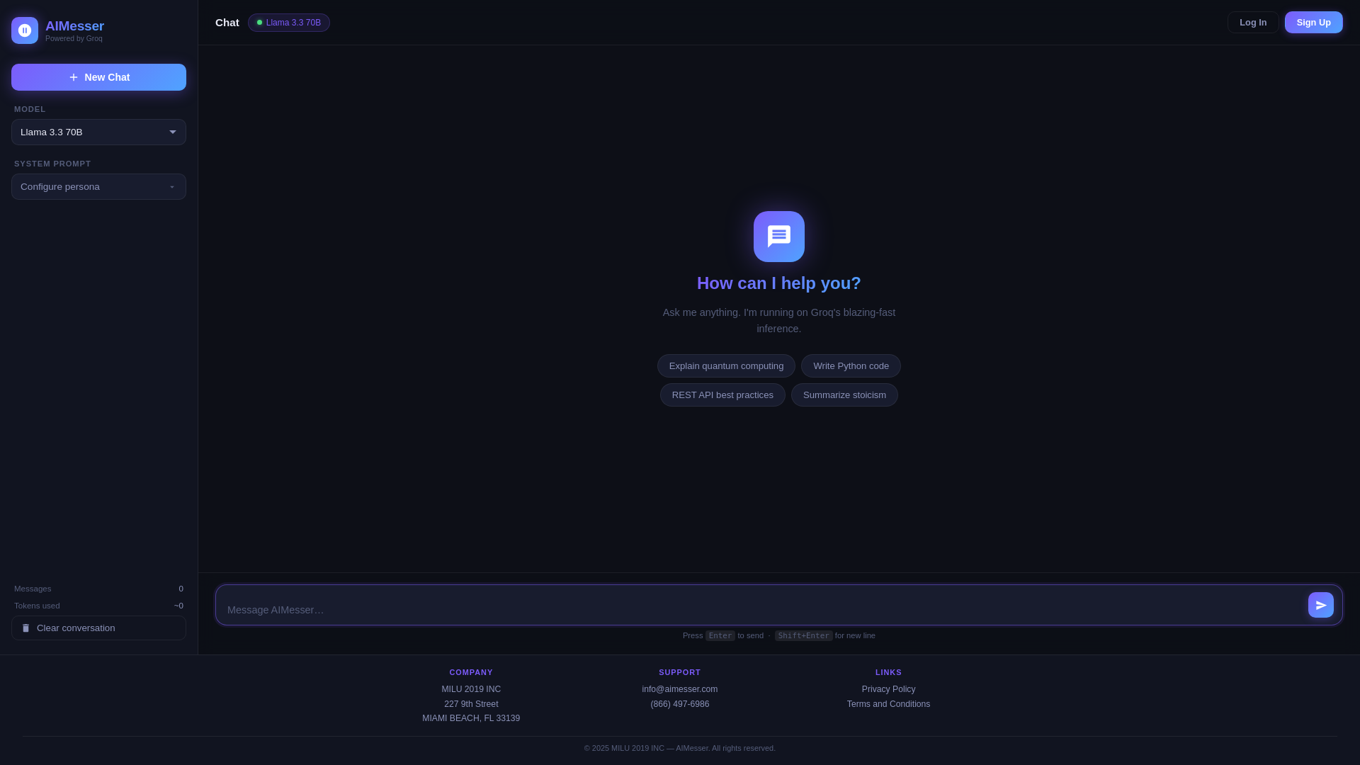 website screenshot of https://aimesser.com