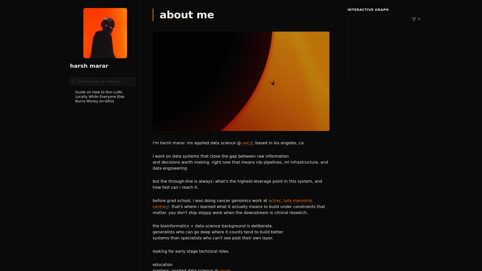 website screenshot of https://harshmarar.com/