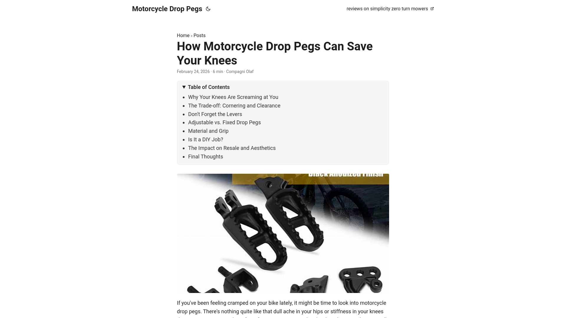 website screenshot of https://motorcycle-drop-pegs.pages.dev/