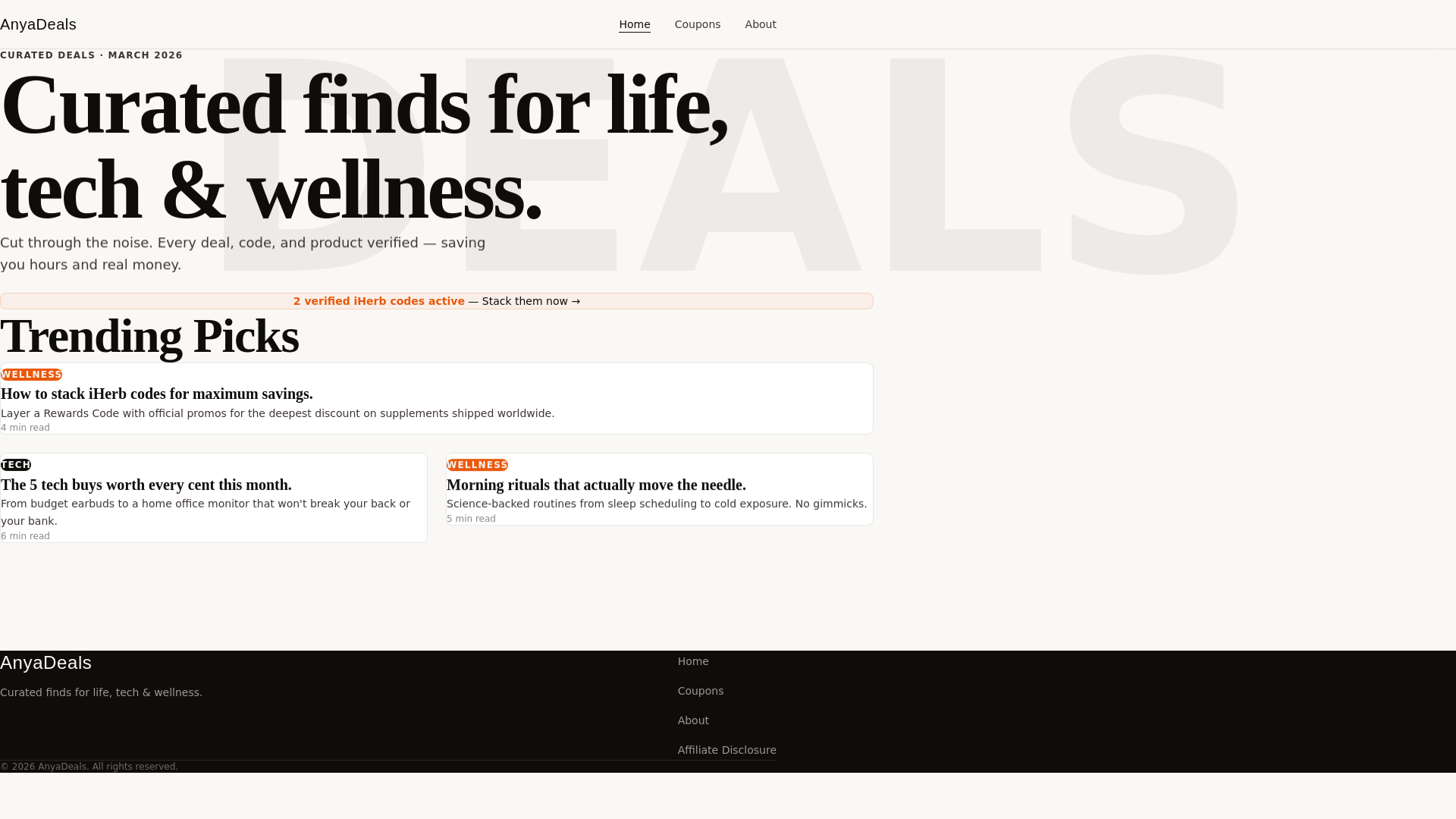 website screenshot of https://anyadeals.pages.dev/