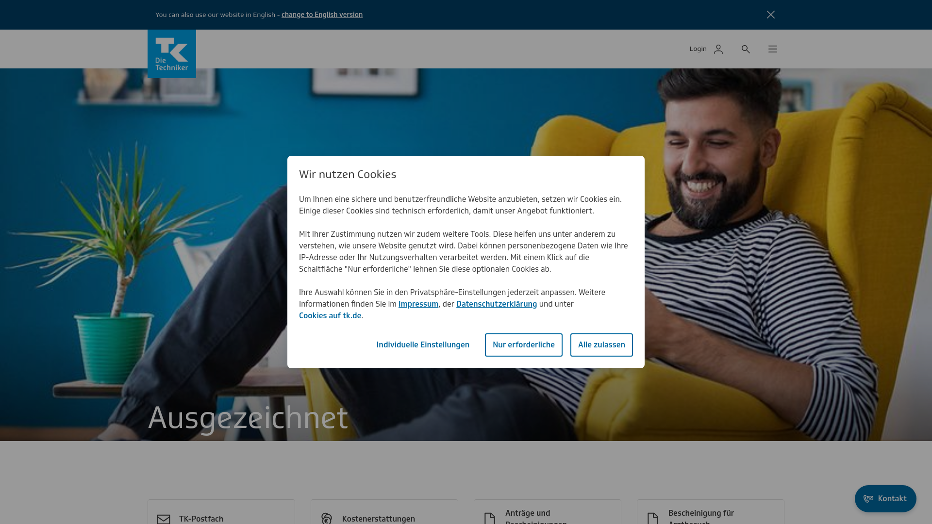 website screenshot of https://tk.de/
