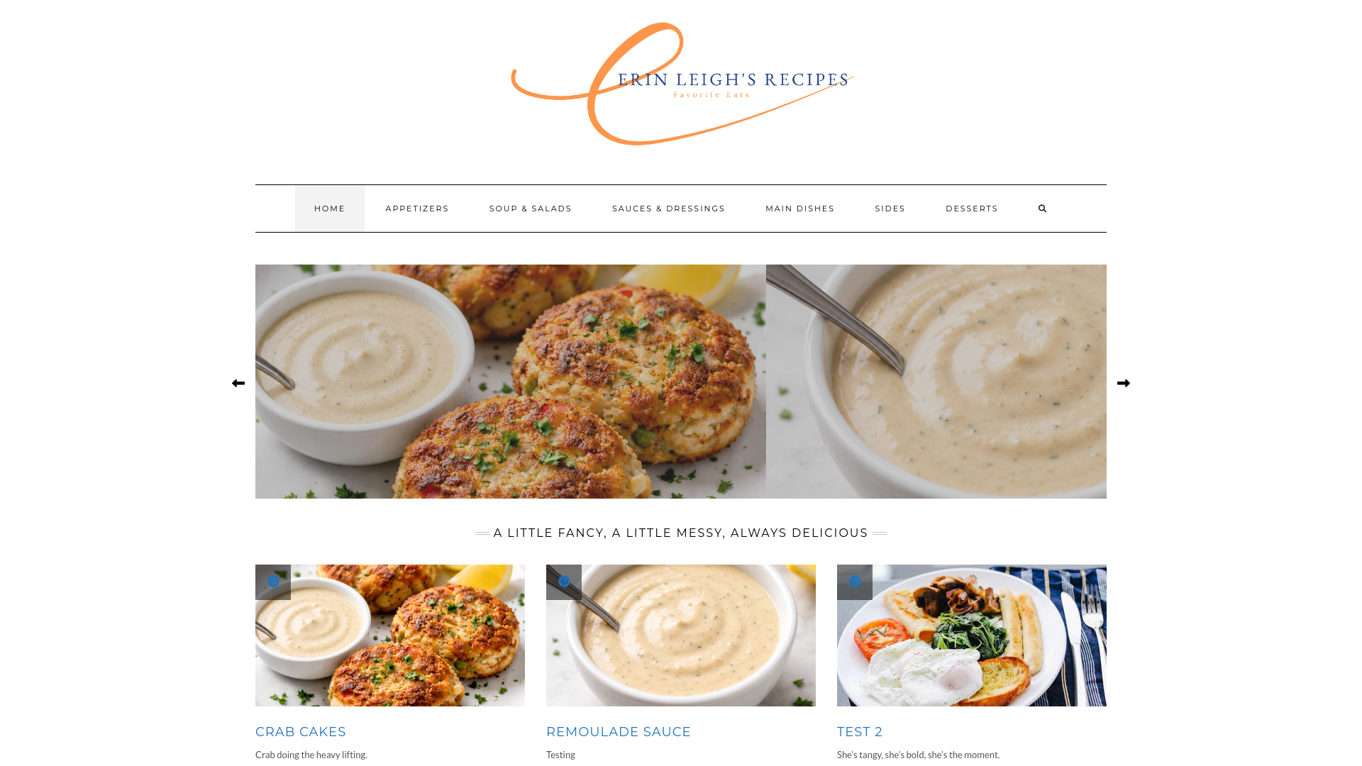 website screenshot of https://erinleighrecipes.com