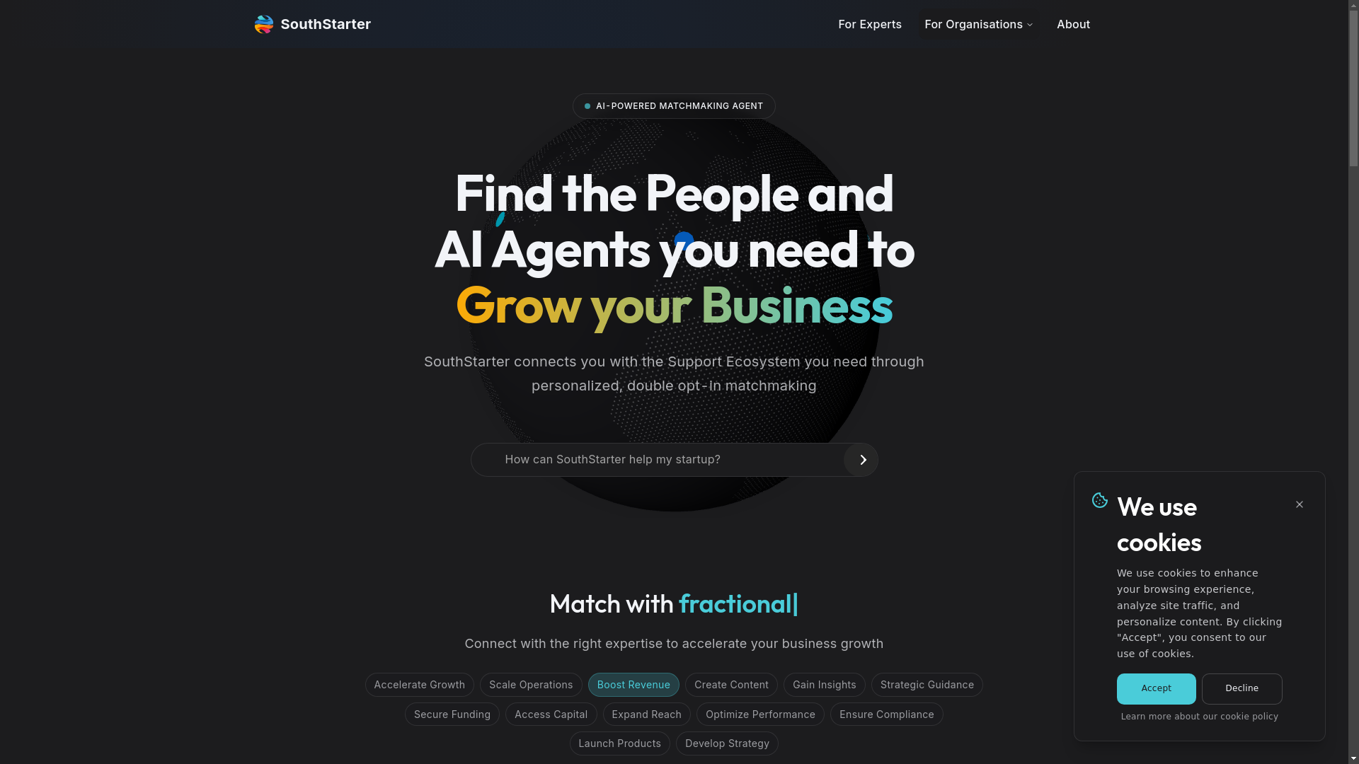 website screenshot of https://southstarter-landing.pages.dev/