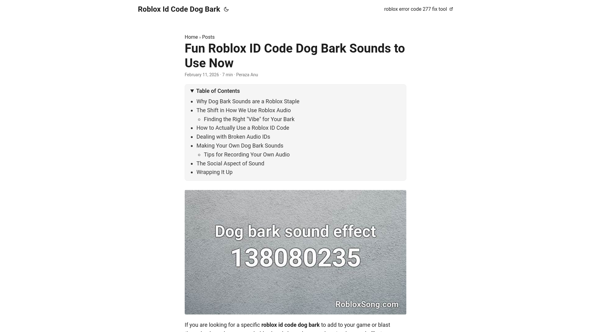 website screenshot of https://roblox-id-code-dog-bark.pages.dev/