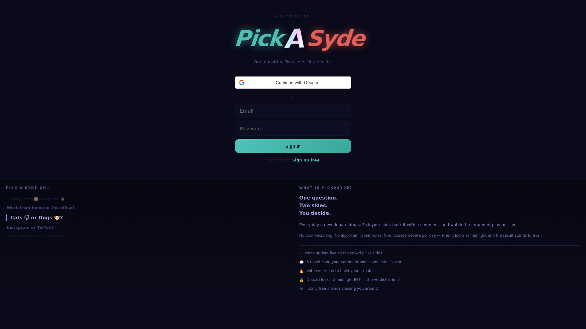 website screenshot of https://pickasyde.pages.dev/