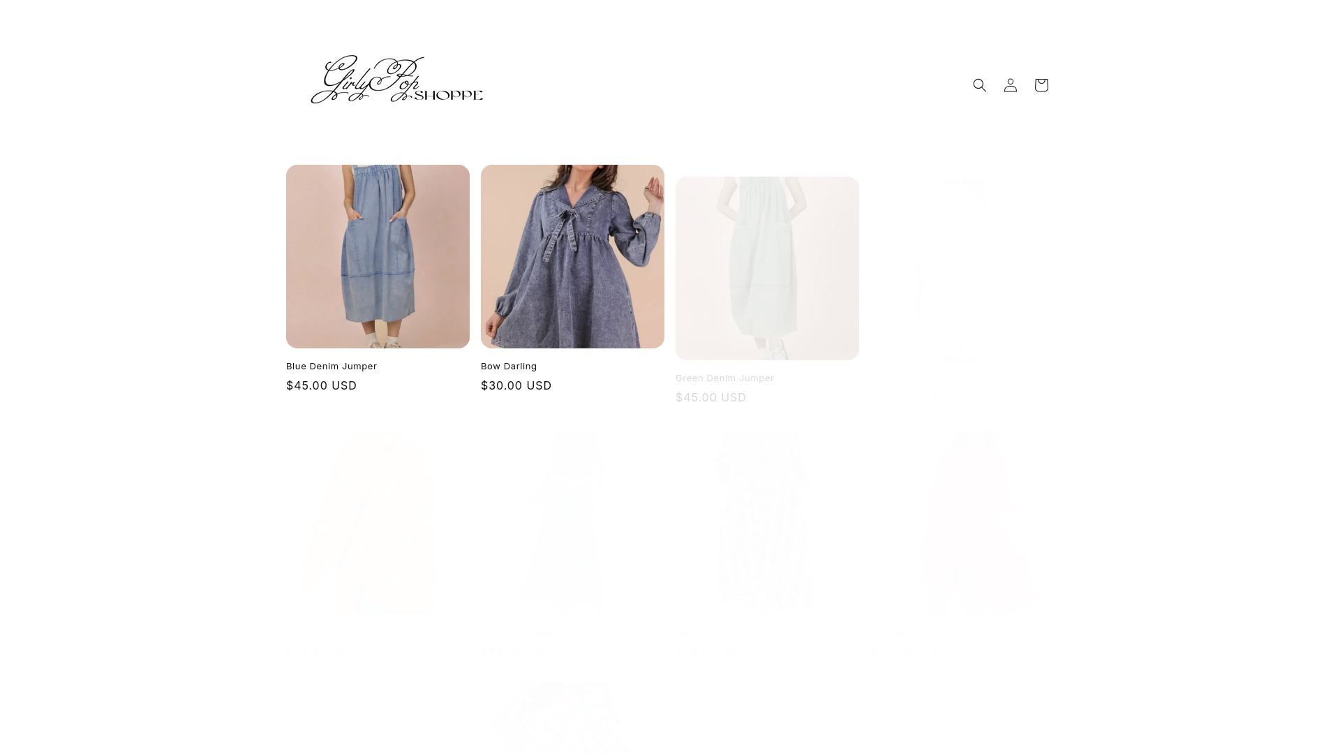 website screenshot of https://girlypopshoppe.com/