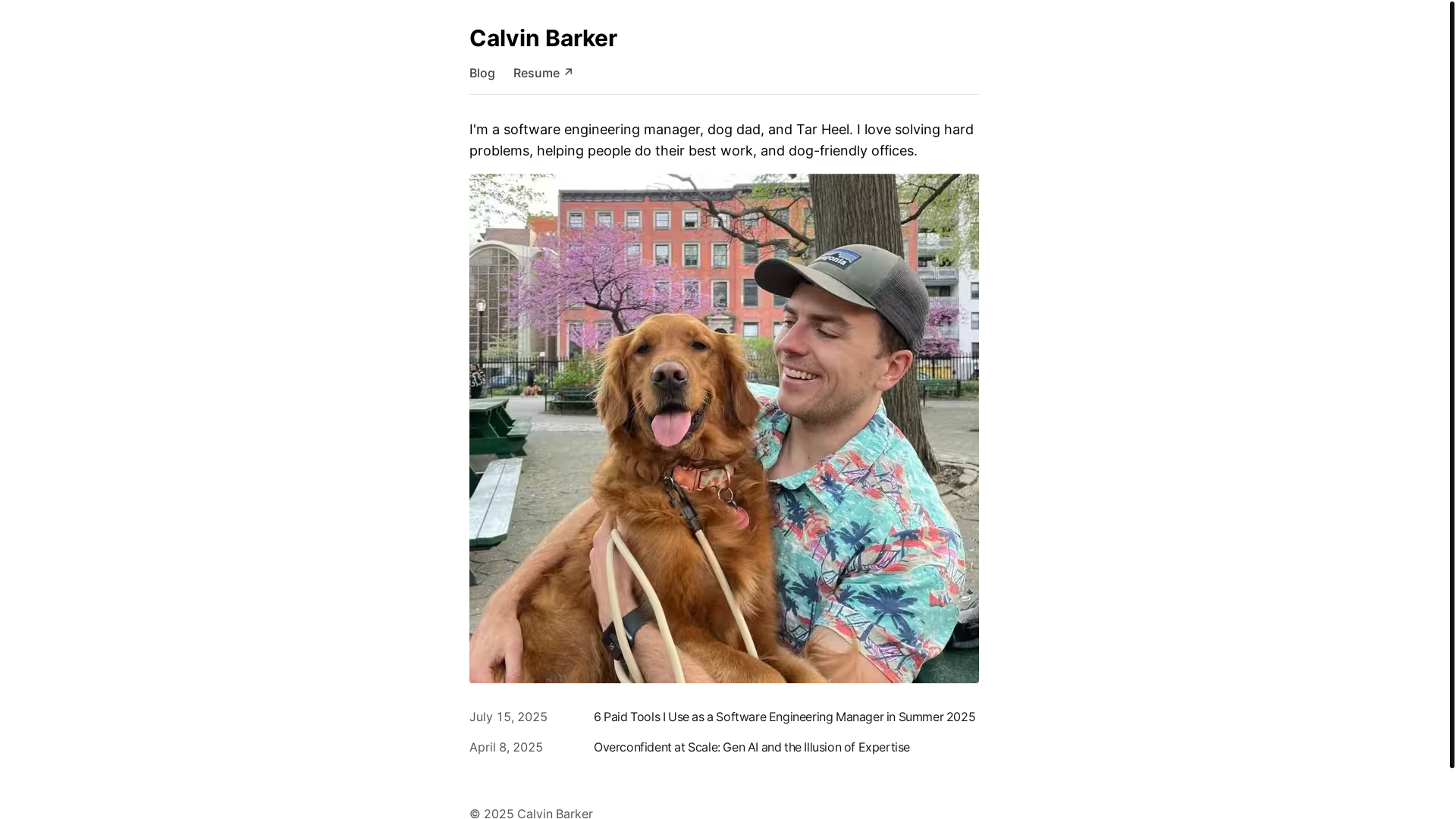 website screenshot of https://www.calvinbarker.com/