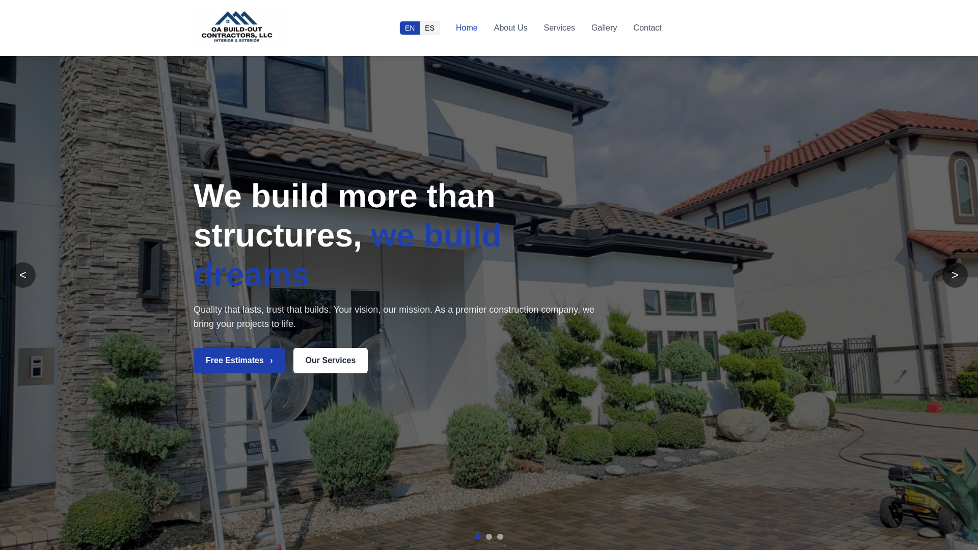 website screenshot of https://oabuildoutcontractorsllc.com/