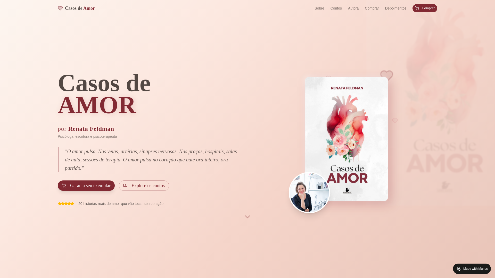 website screenshot of https://livrocasosdeamor.com.br/