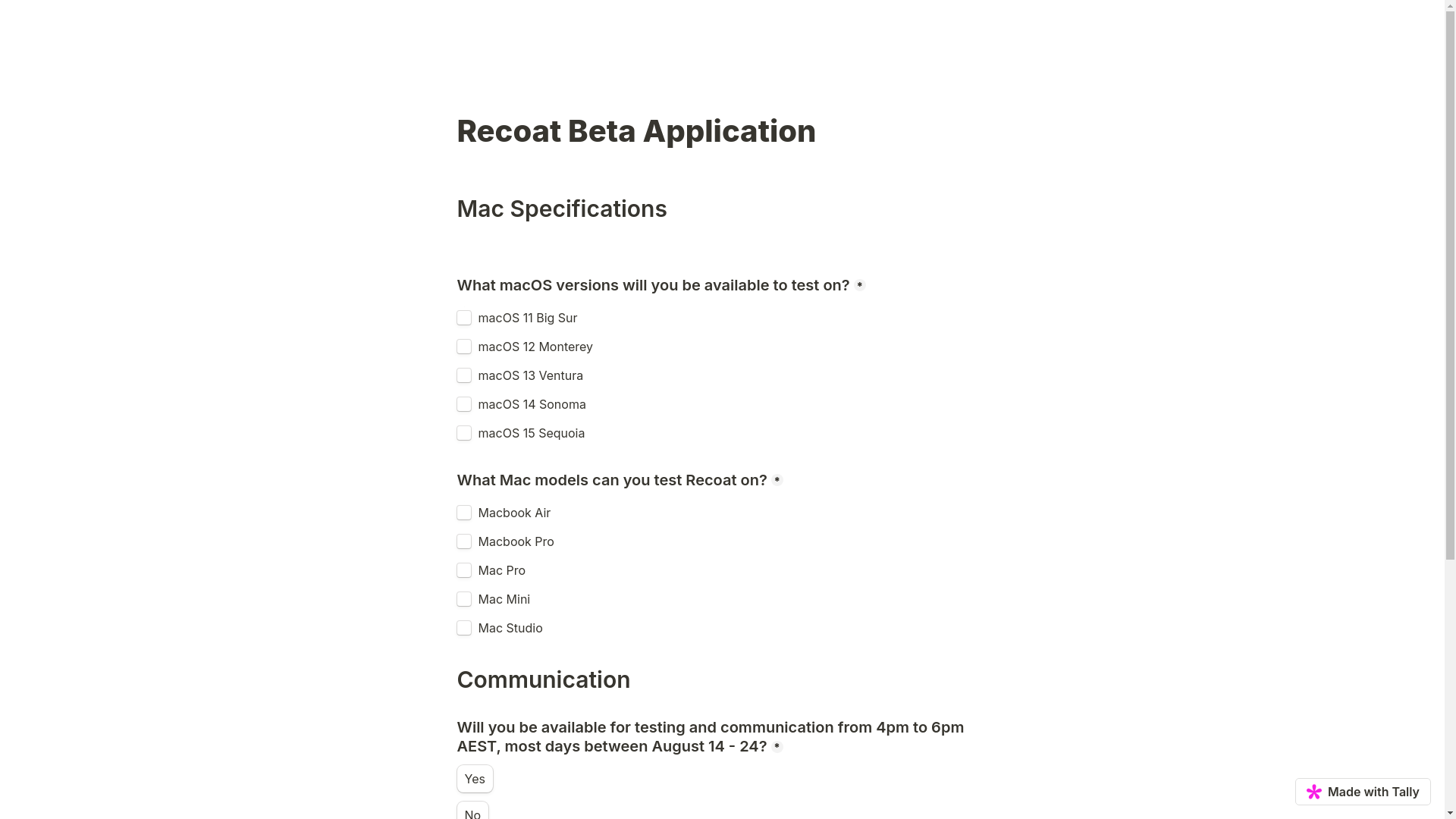 website screenshot of https://recoat.app/