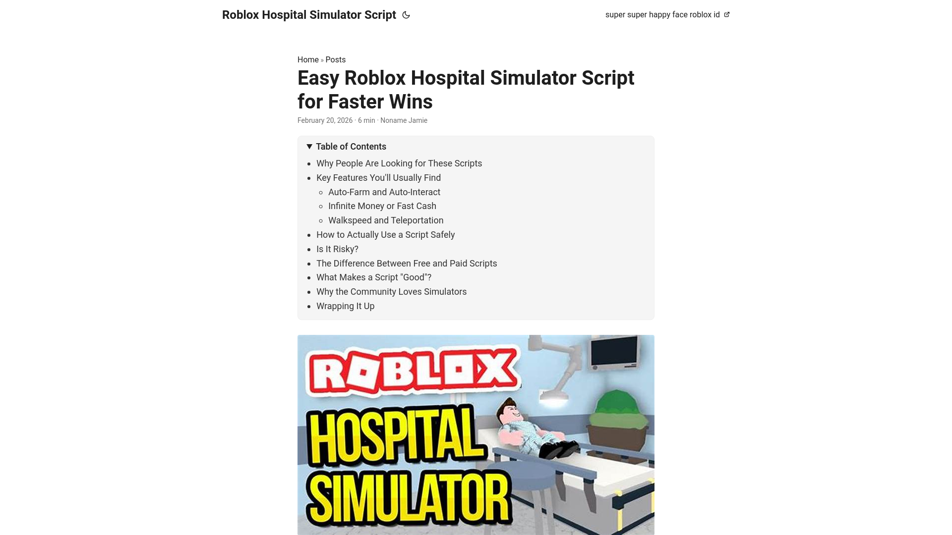 website screenshot of https://roblox-hospital-simulator-script.pages.dev/