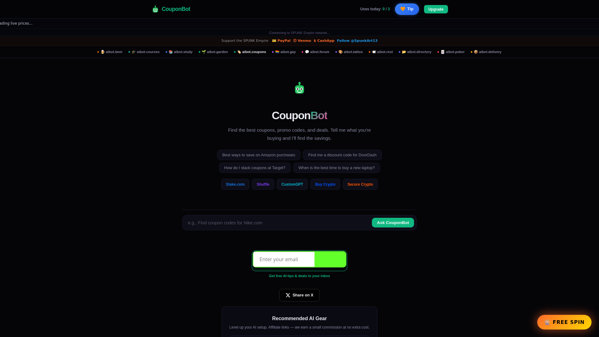 website screenshot of https://aibot-coupons.pages.dev/