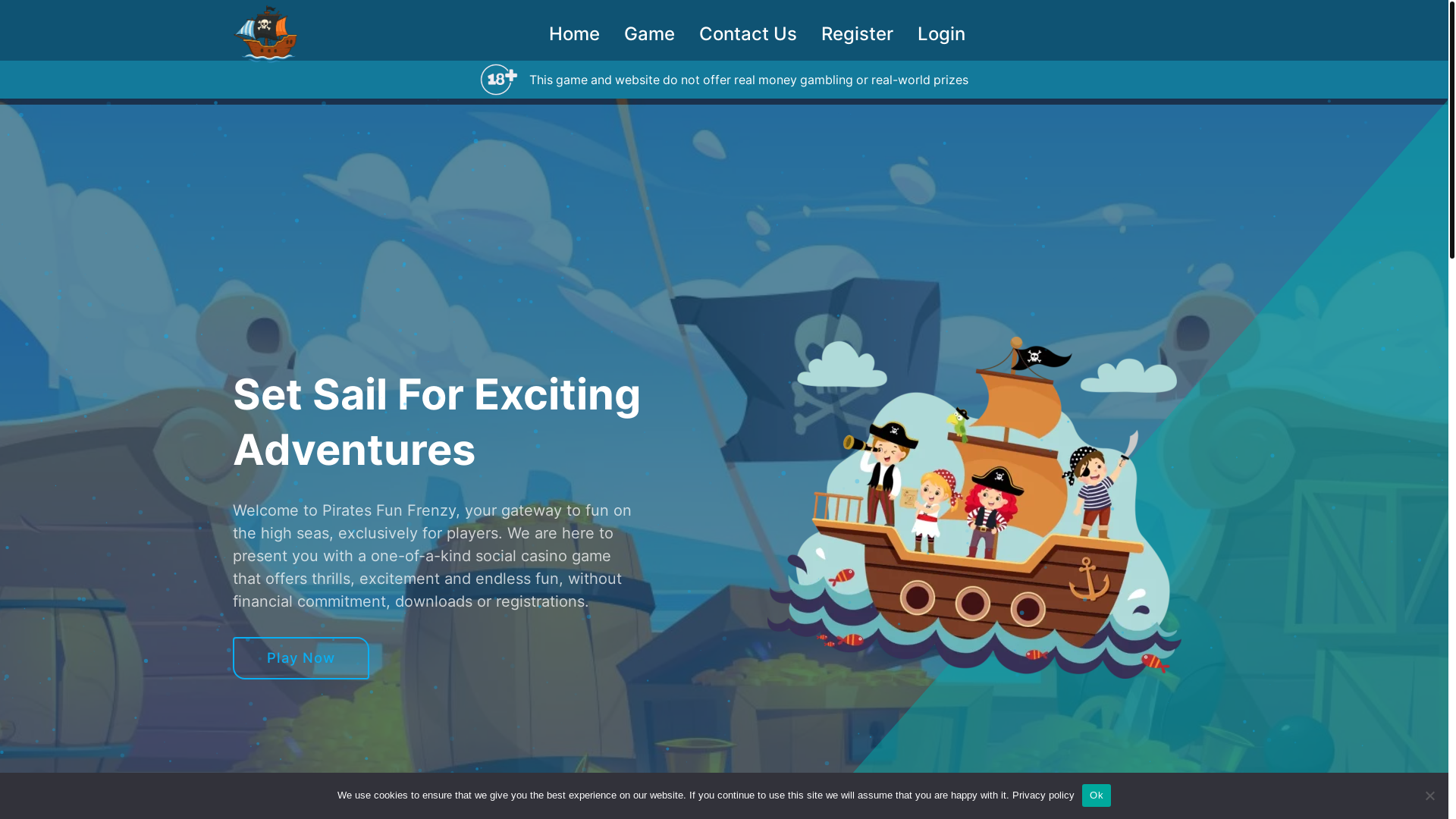 website screenshot of https://piratesfunfrenzy.com/
