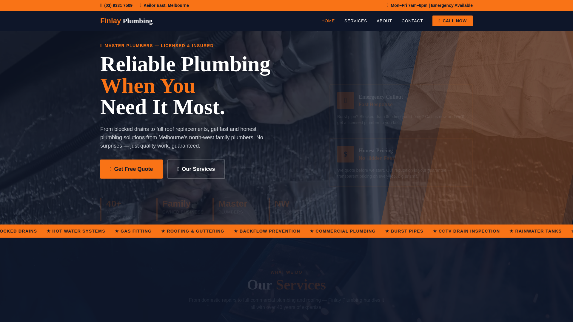 website screenshot of https://finlay-plumbing-demo.pages.dev/