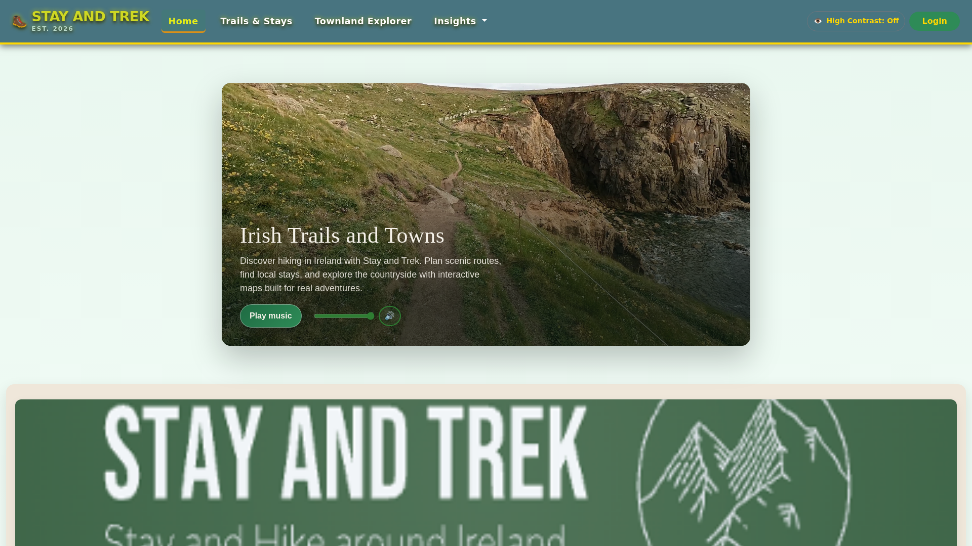 website screenshot of https://stay-and-trek.com