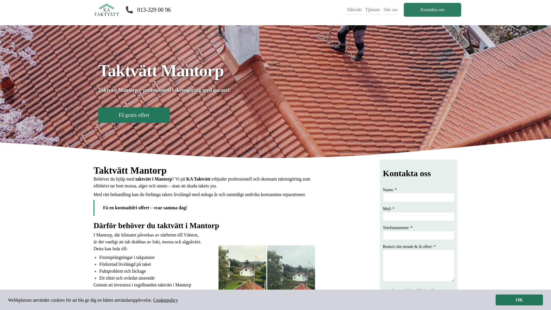 website screenshot of https://taktvattmantorp.se