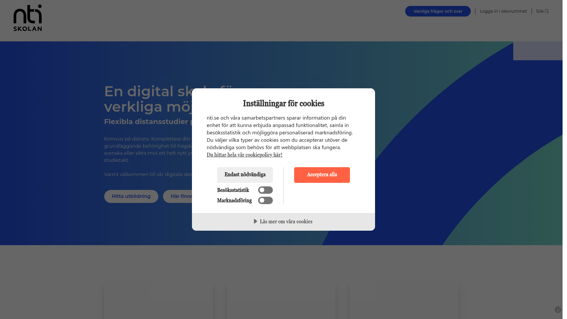 website screenshot of https://nti.se/