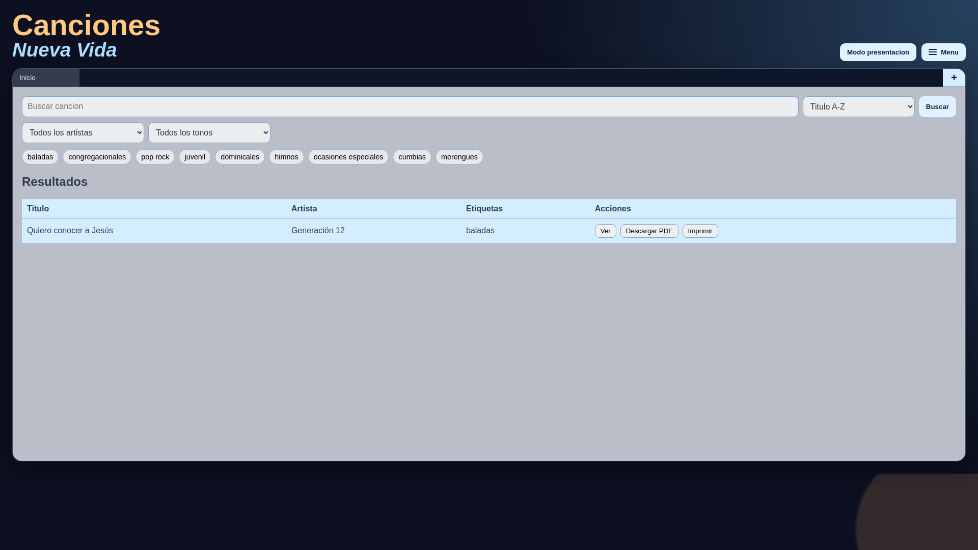website screenshot of https://canciones-nuevavida.pages.dev/